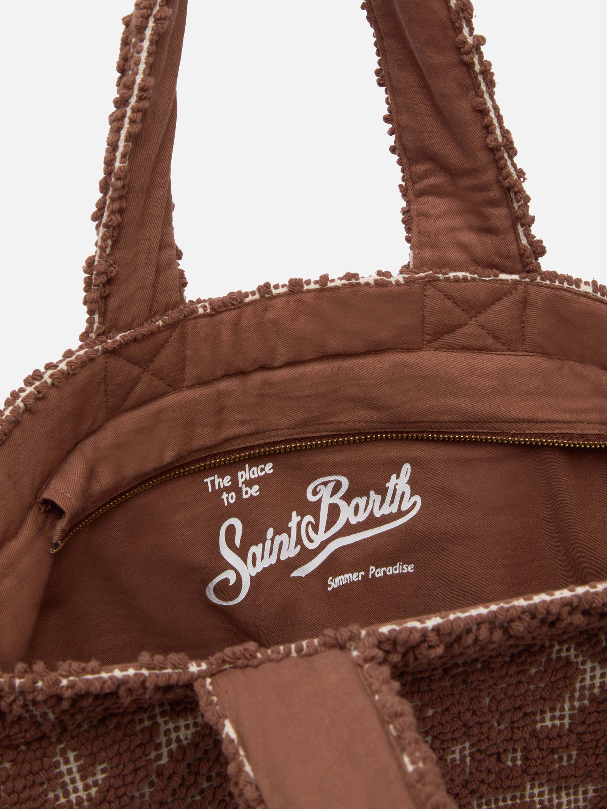 Brown Tufting  cotton tote bag - Image 4