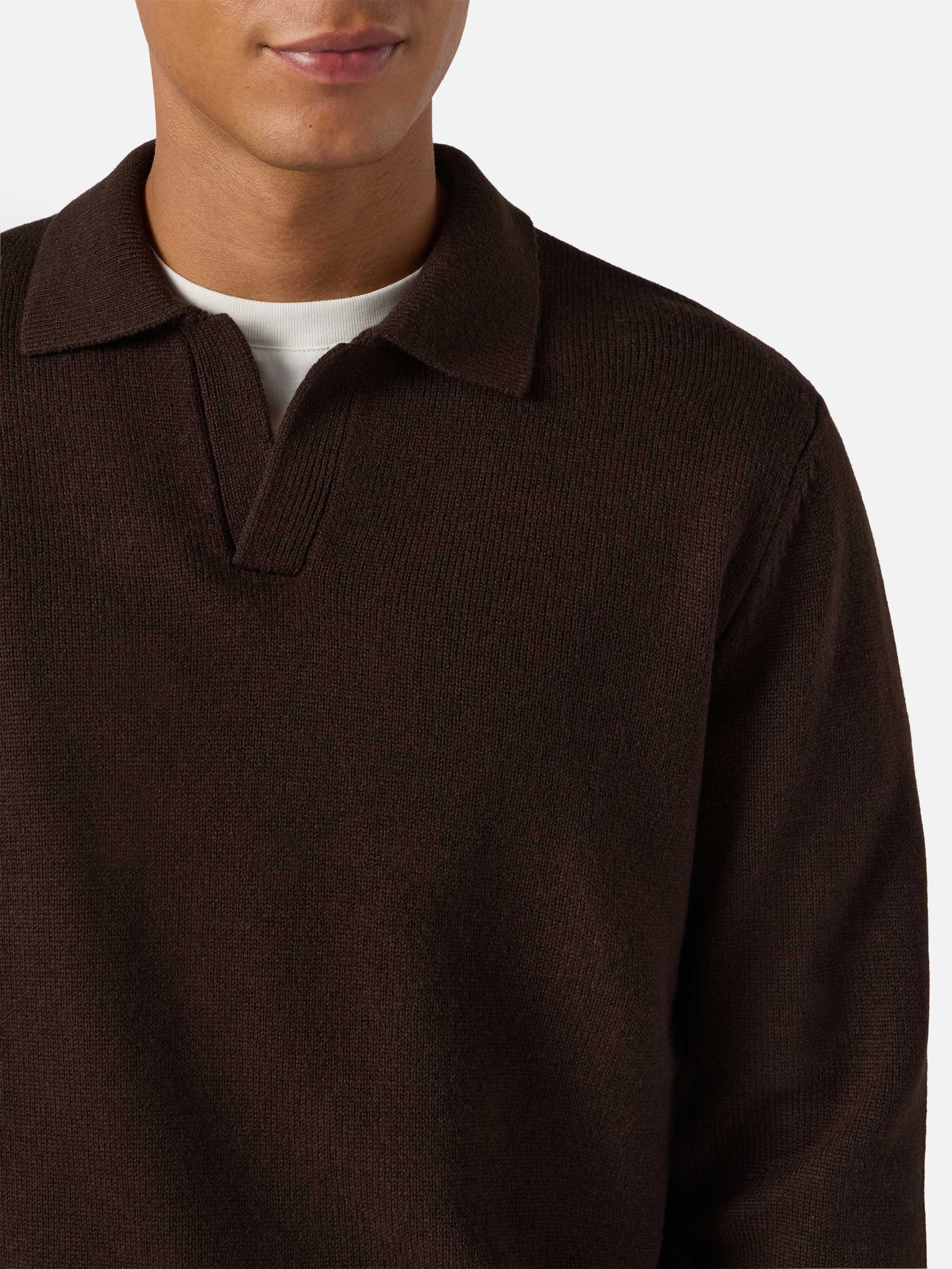 Brown pure-wool knit polo Covent - Image 2