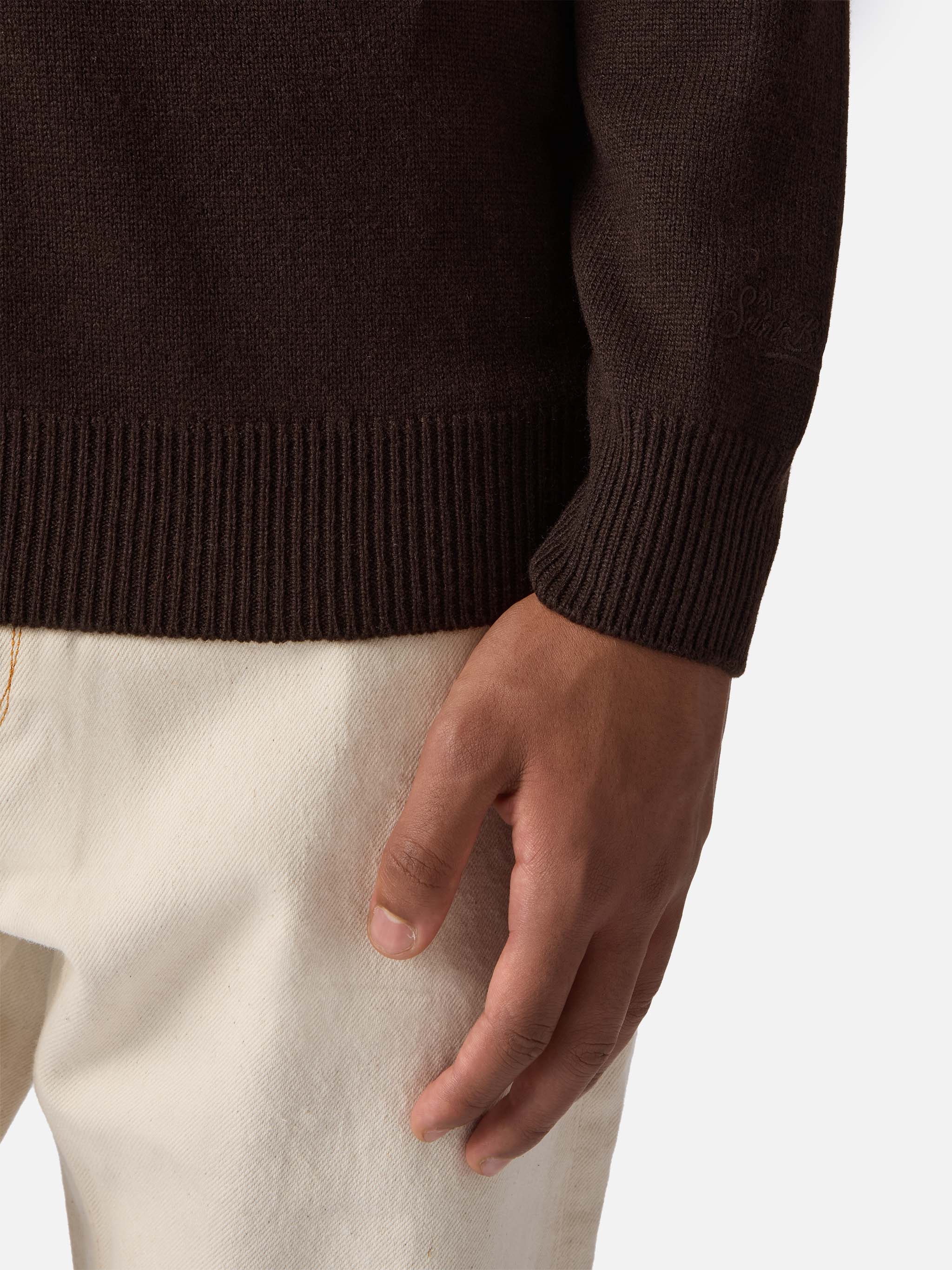 Brown pure-wool knit polo Covent - Image 3