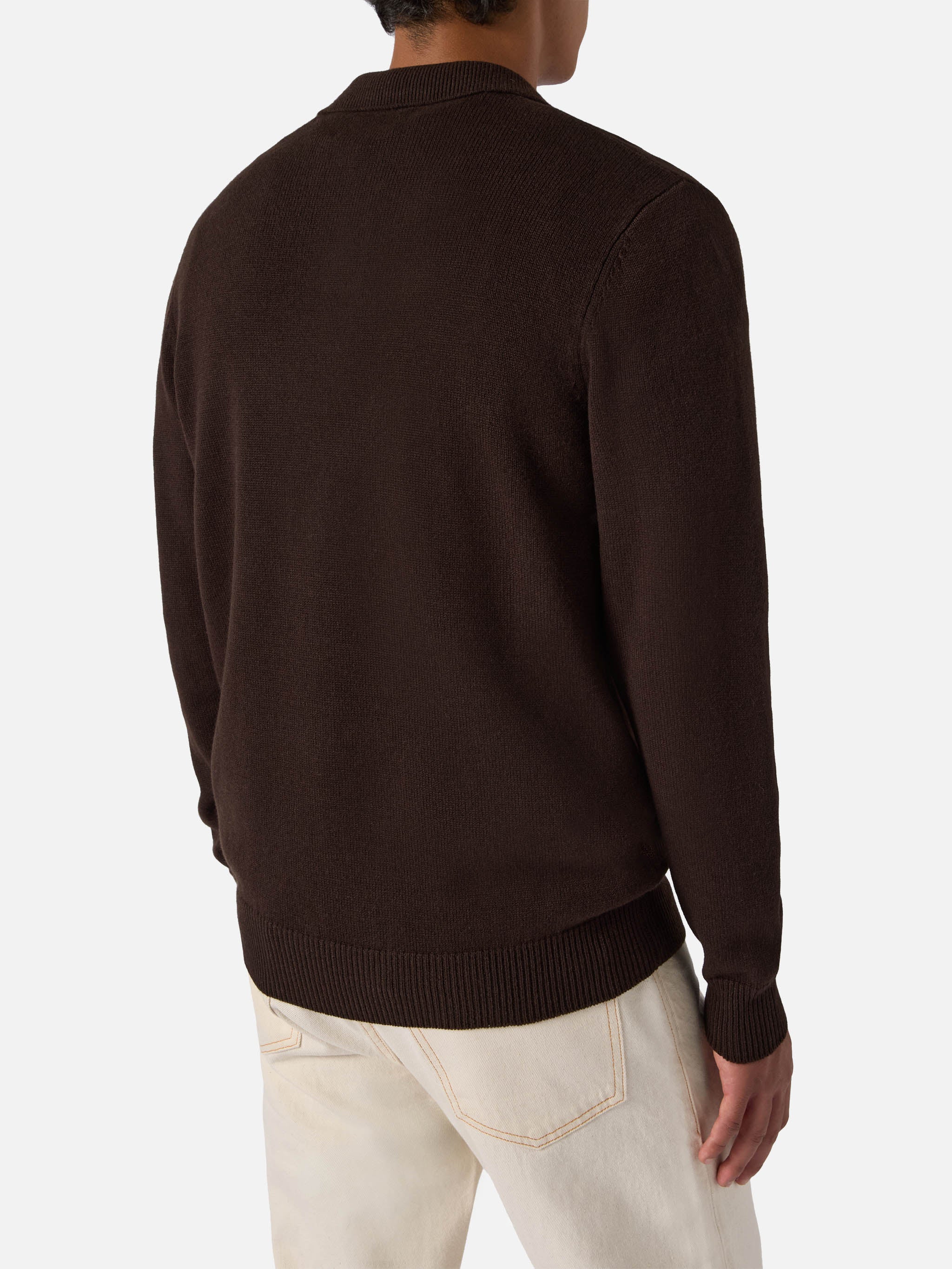Brown pure-wool knit polo Covent - Image 4