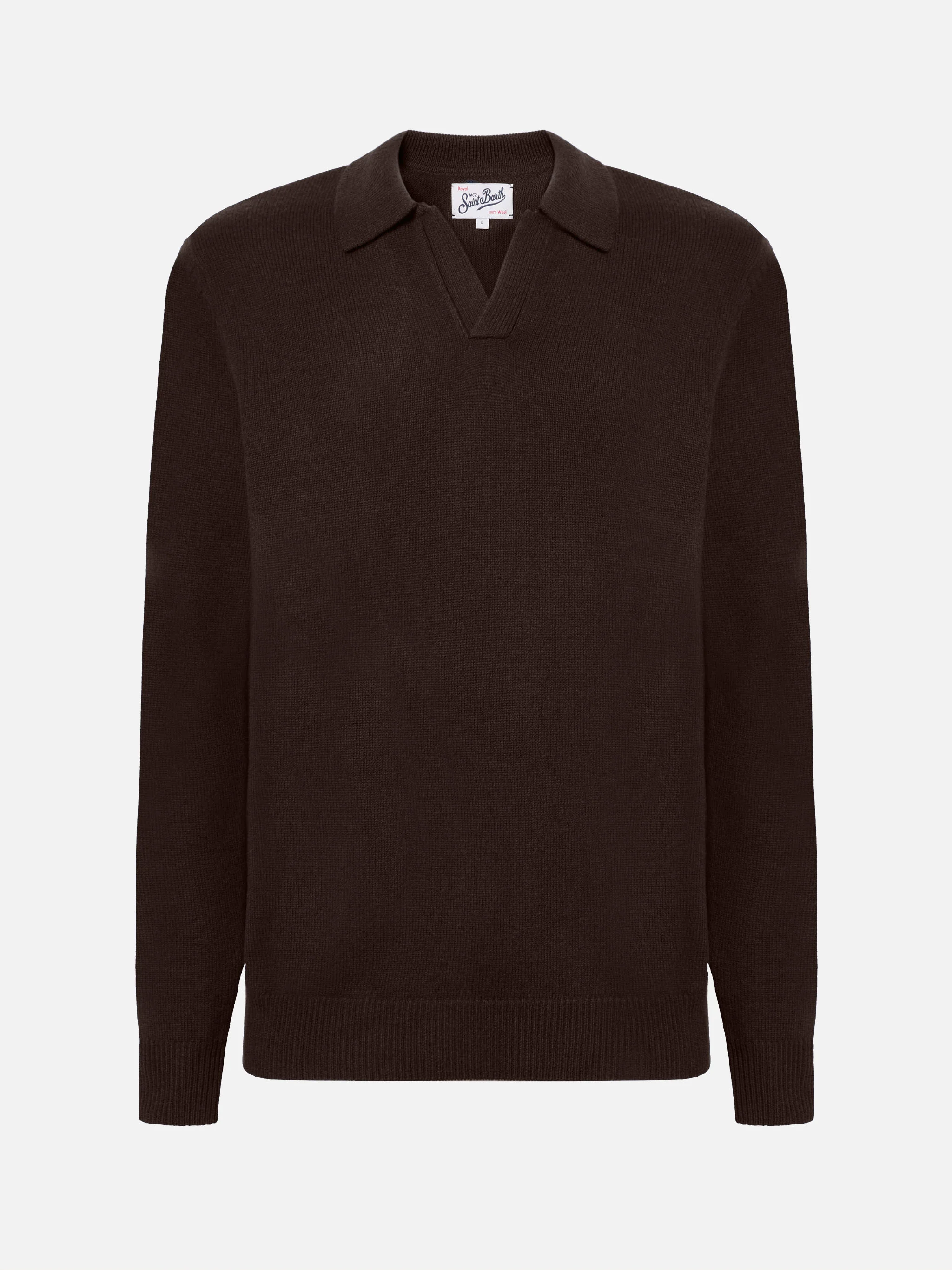 Brown pure-wool knit polo Covent - Image 5