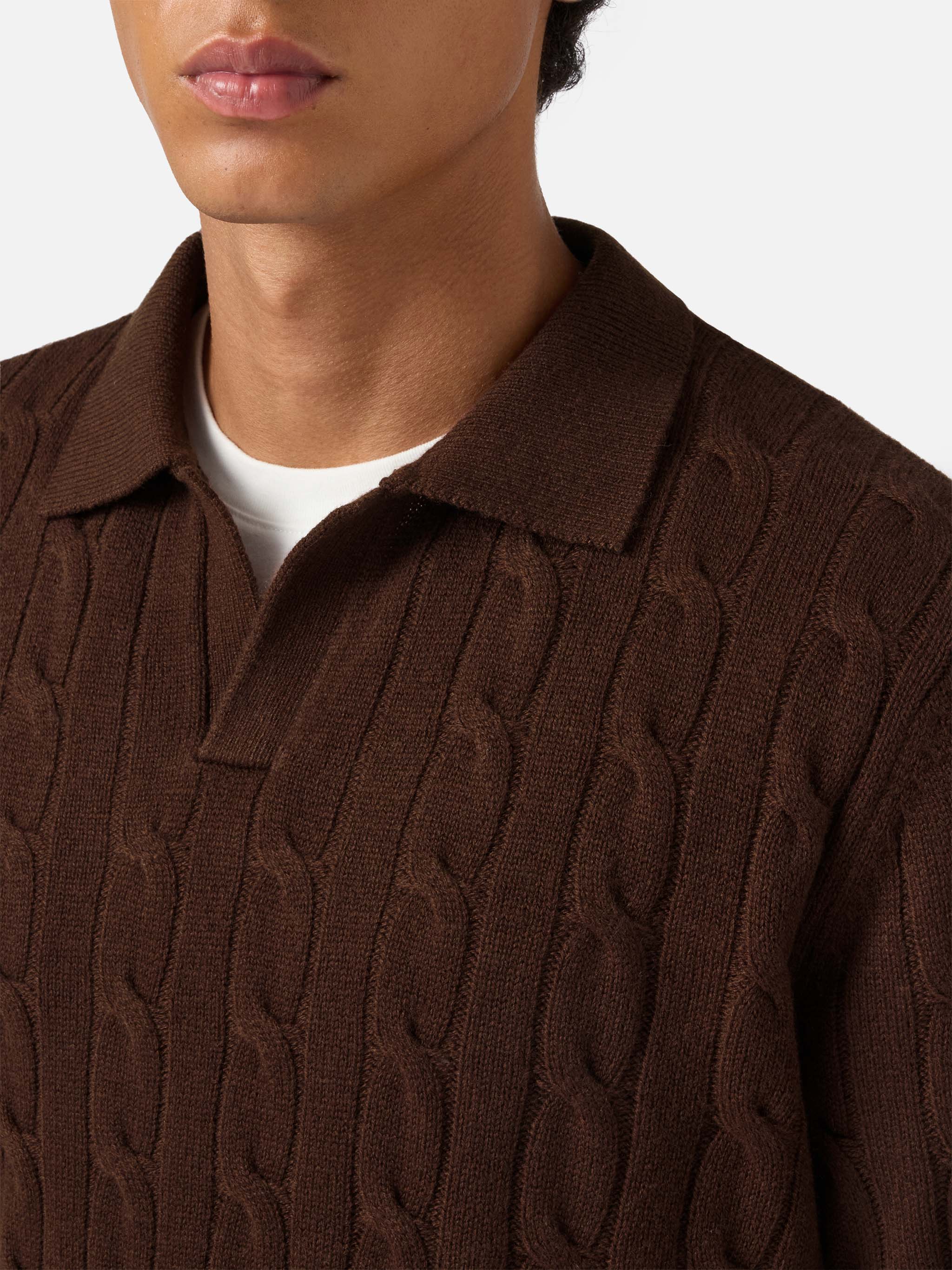 Brown wool knit polo Downing - Image 2