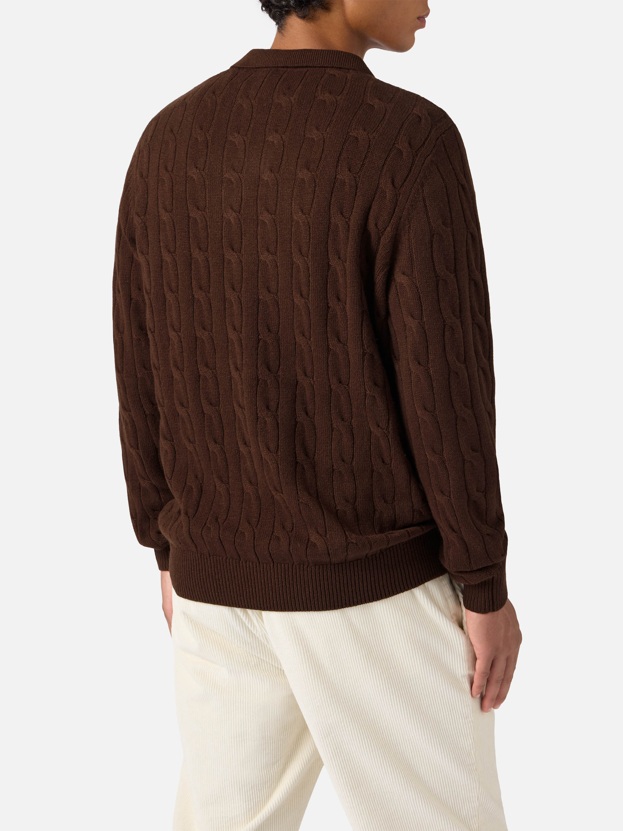 Brown wool knit polo Downing - Image 3