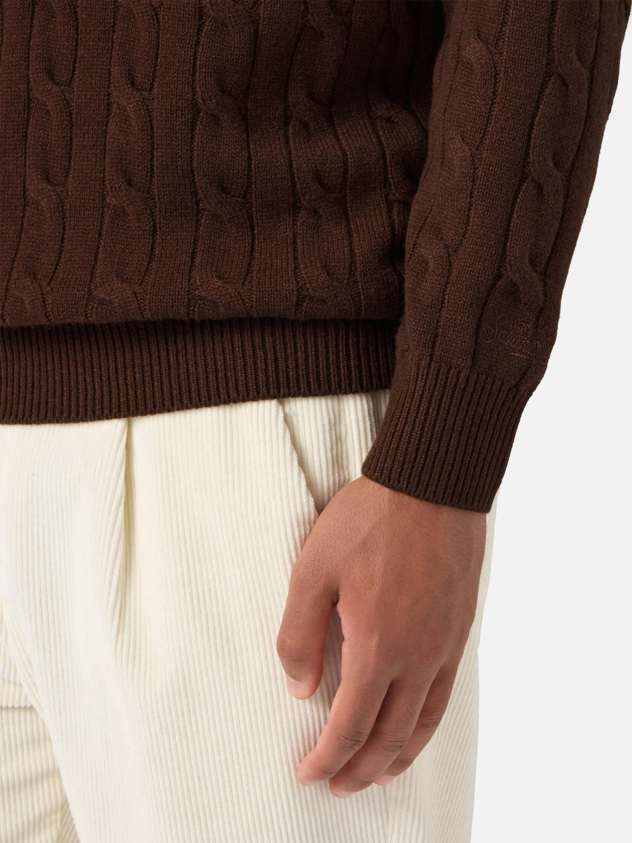 Brown wool knit polo Downing - Image 4