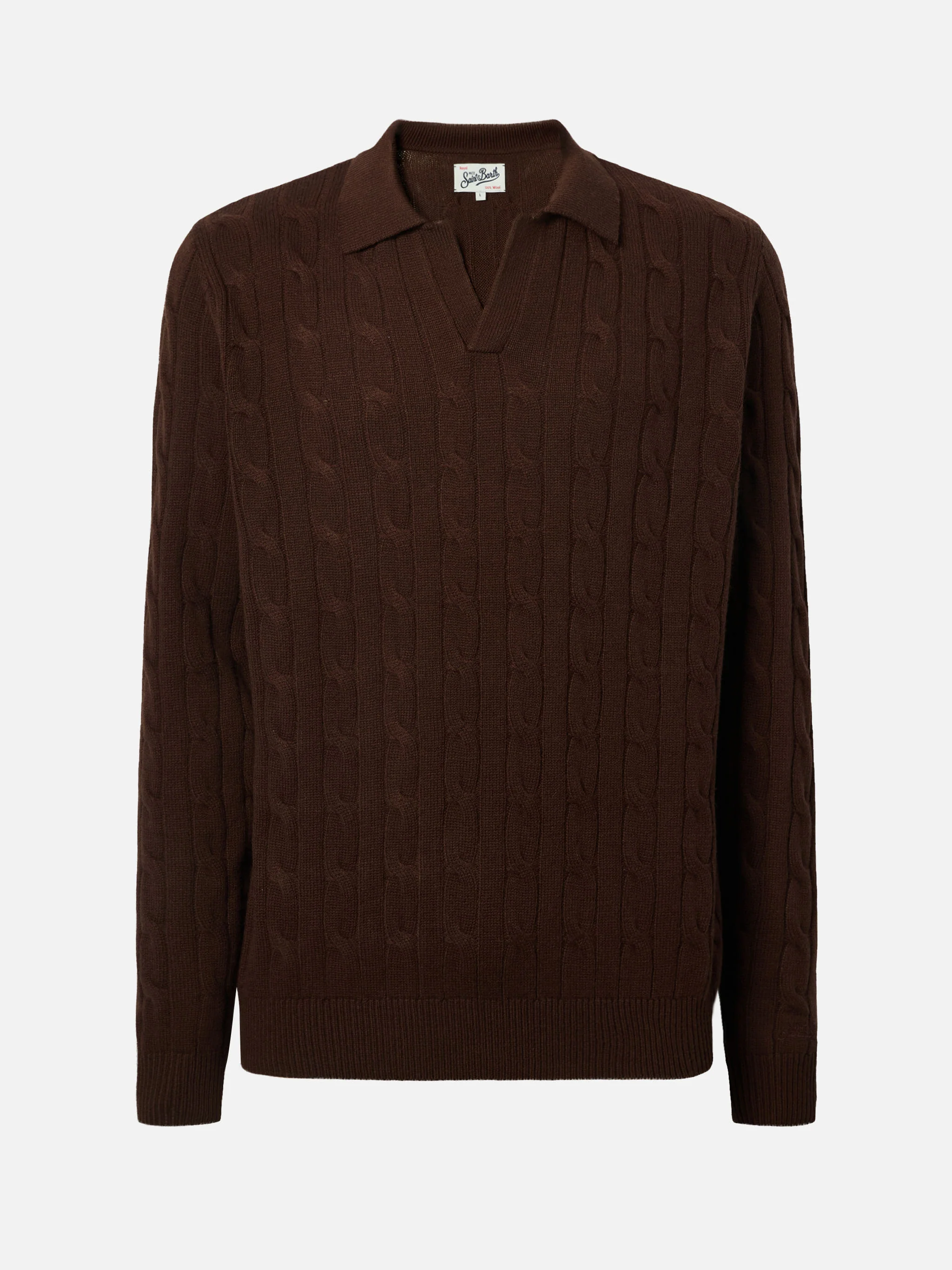 Brown wool knit polo Downing - Image 5