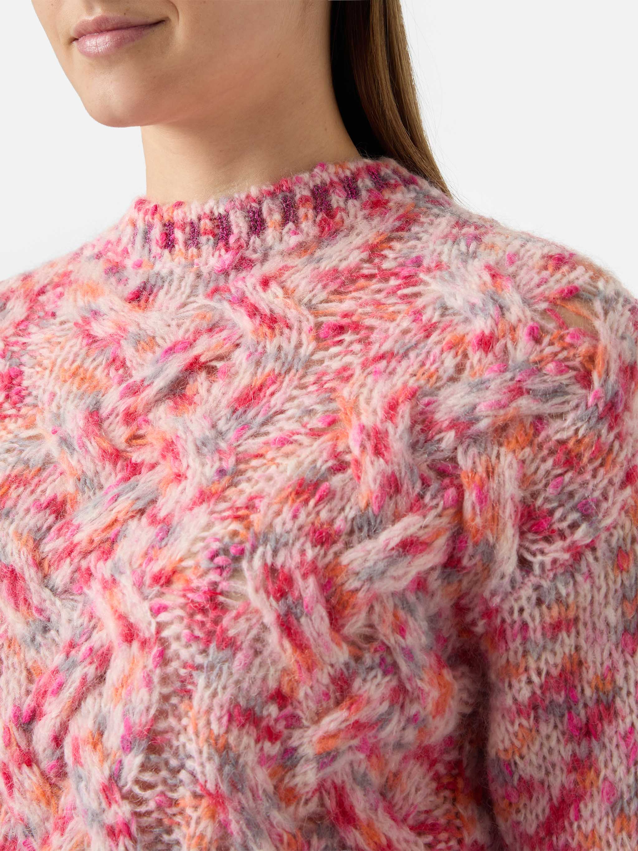 Brushed alpaca-blend crewneck Danya in multicolor melange - Image 2