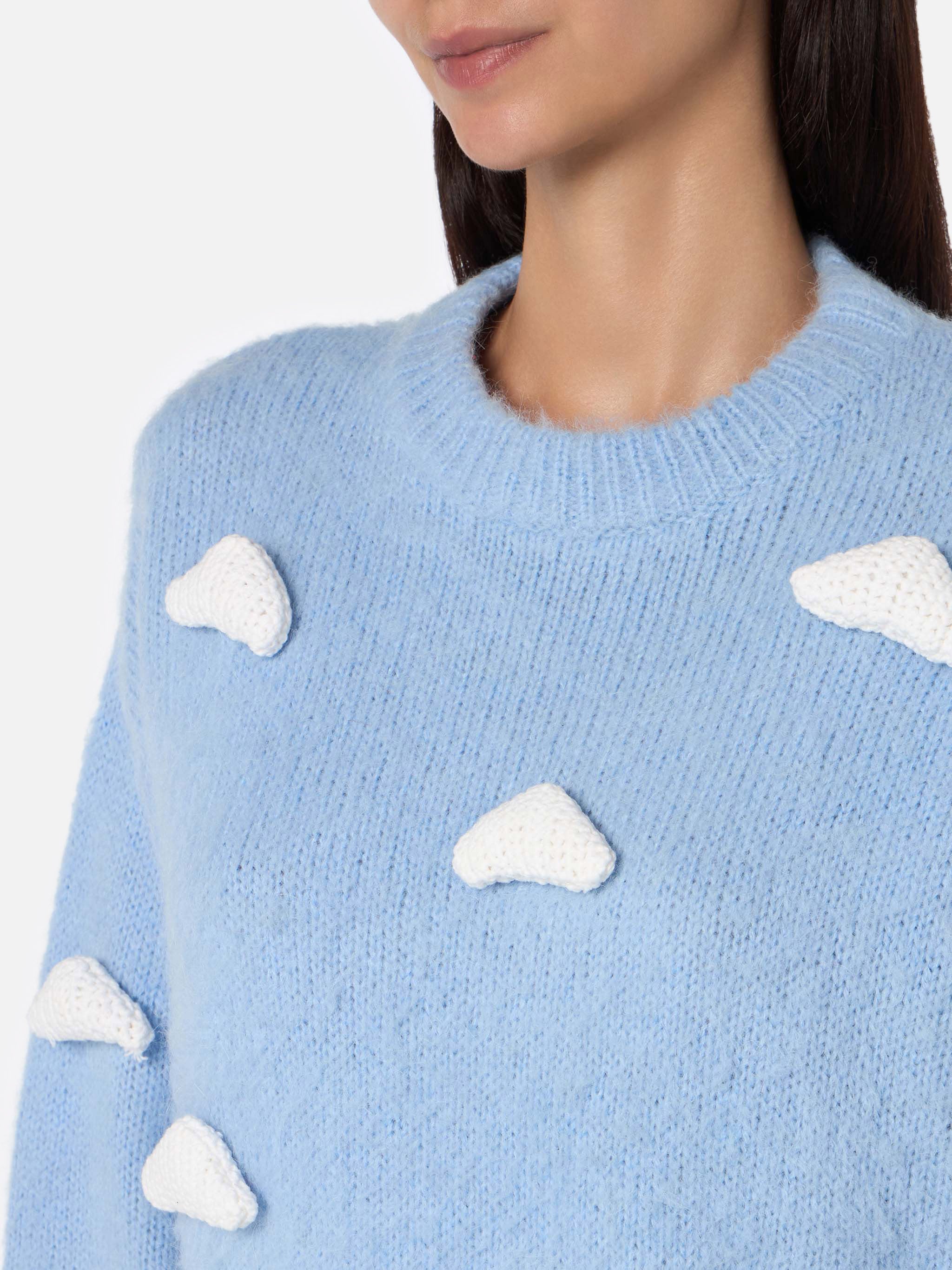 Brushed knit sweater with clouds details - Image 2