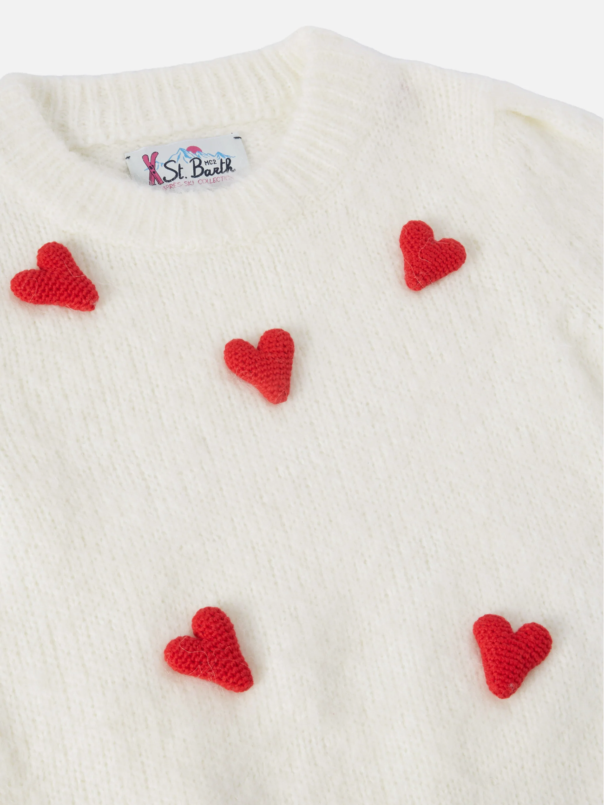 Brushed sweater Bloom Soft with crochet hearts appliqués - Image 2