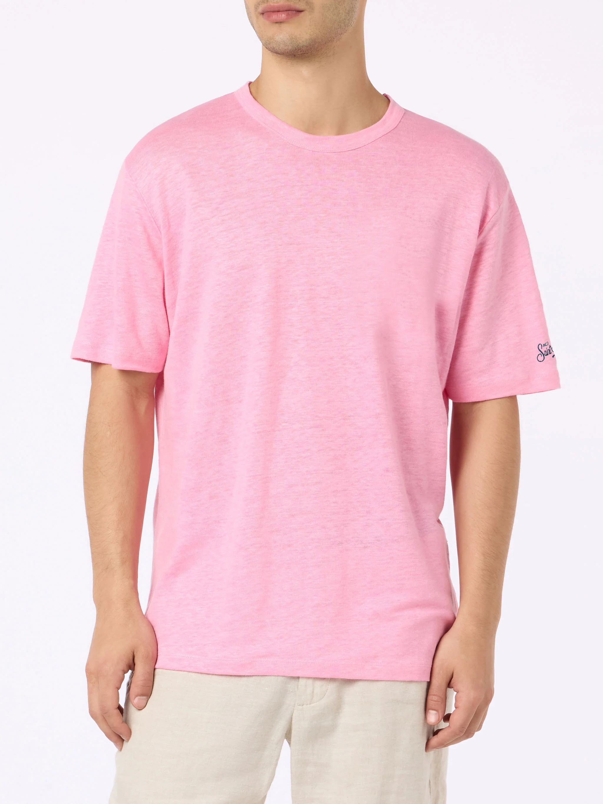 President flamed cotton t-shirt in bubble pink solid color - Image 2