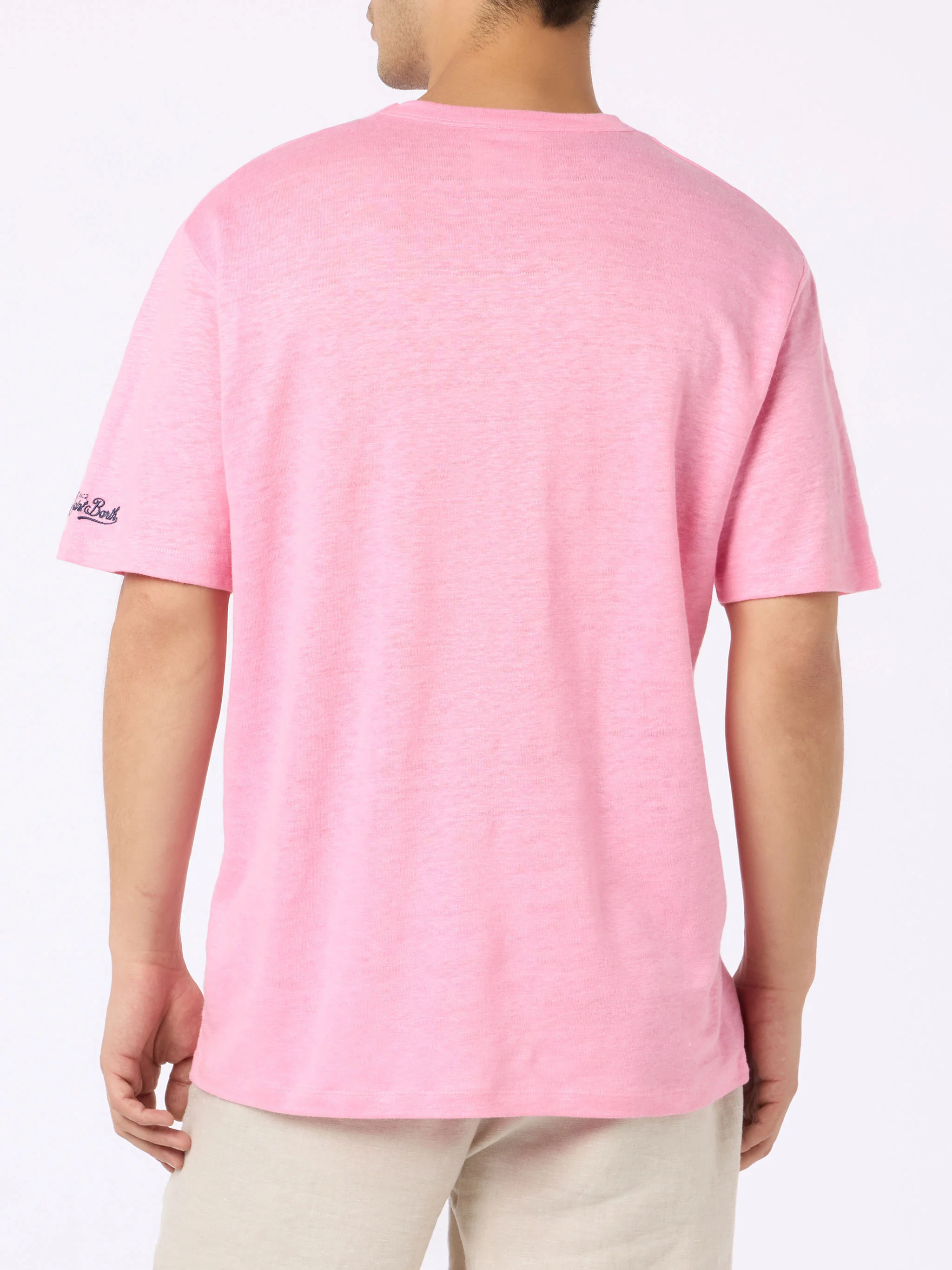 President flamed cotton t-shirt in bubble pink solid color - Image 4