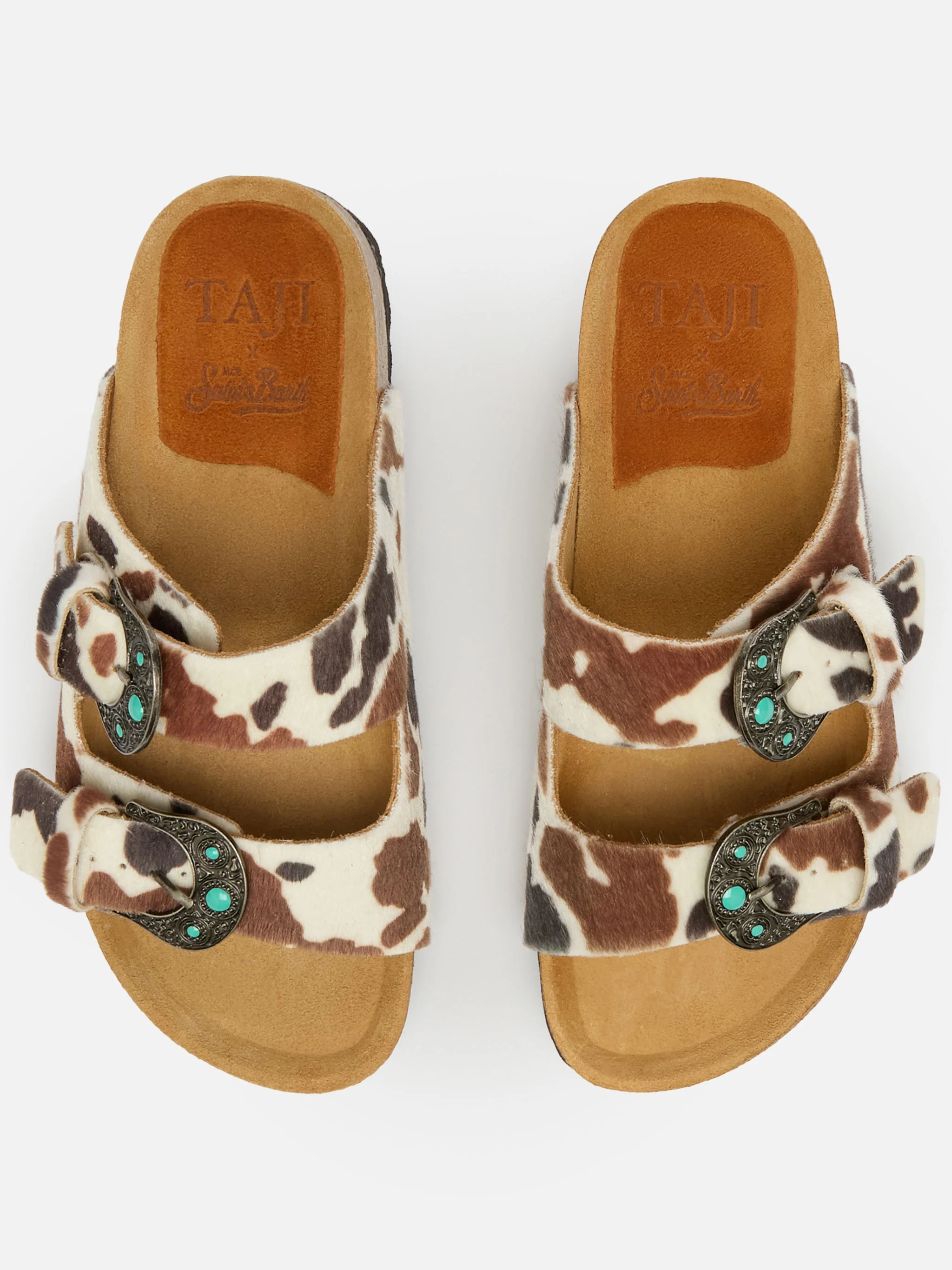 Buckle sandals in cow-print pony hair | TAJI SPECIAL EDITION - Image 2
