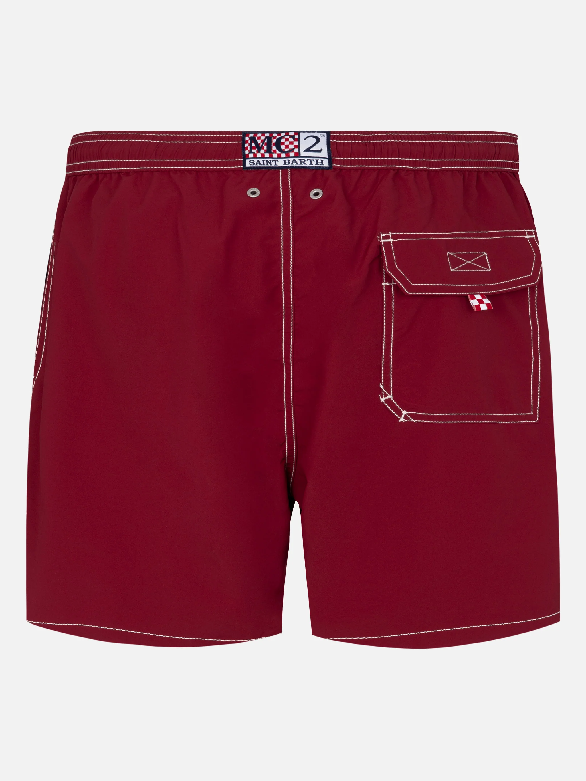 Burgundy mid-length classic light swim shorts Patmos - Image 2