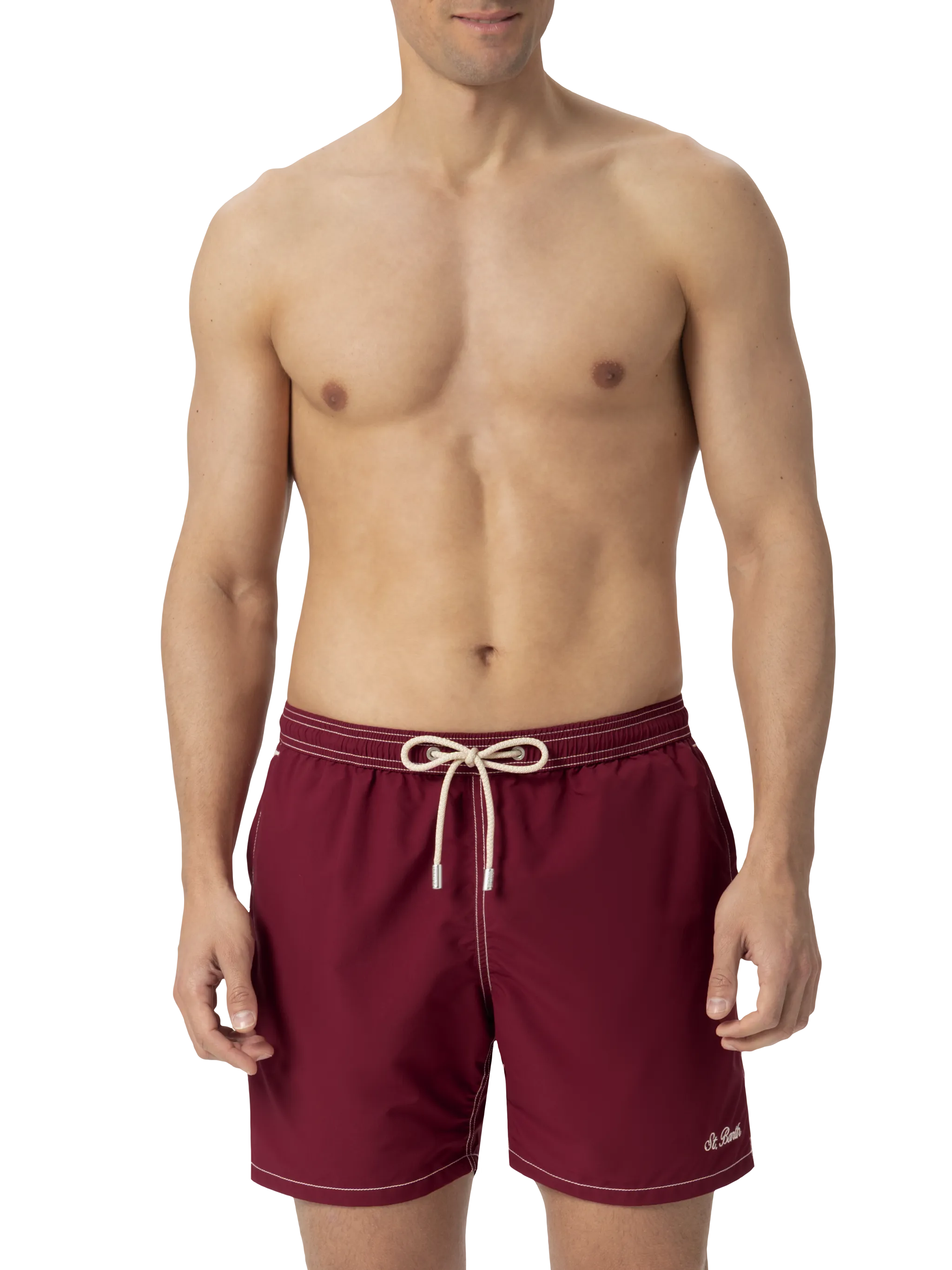Burgundy mid-length classic light swim shorts Patmos - Image 3