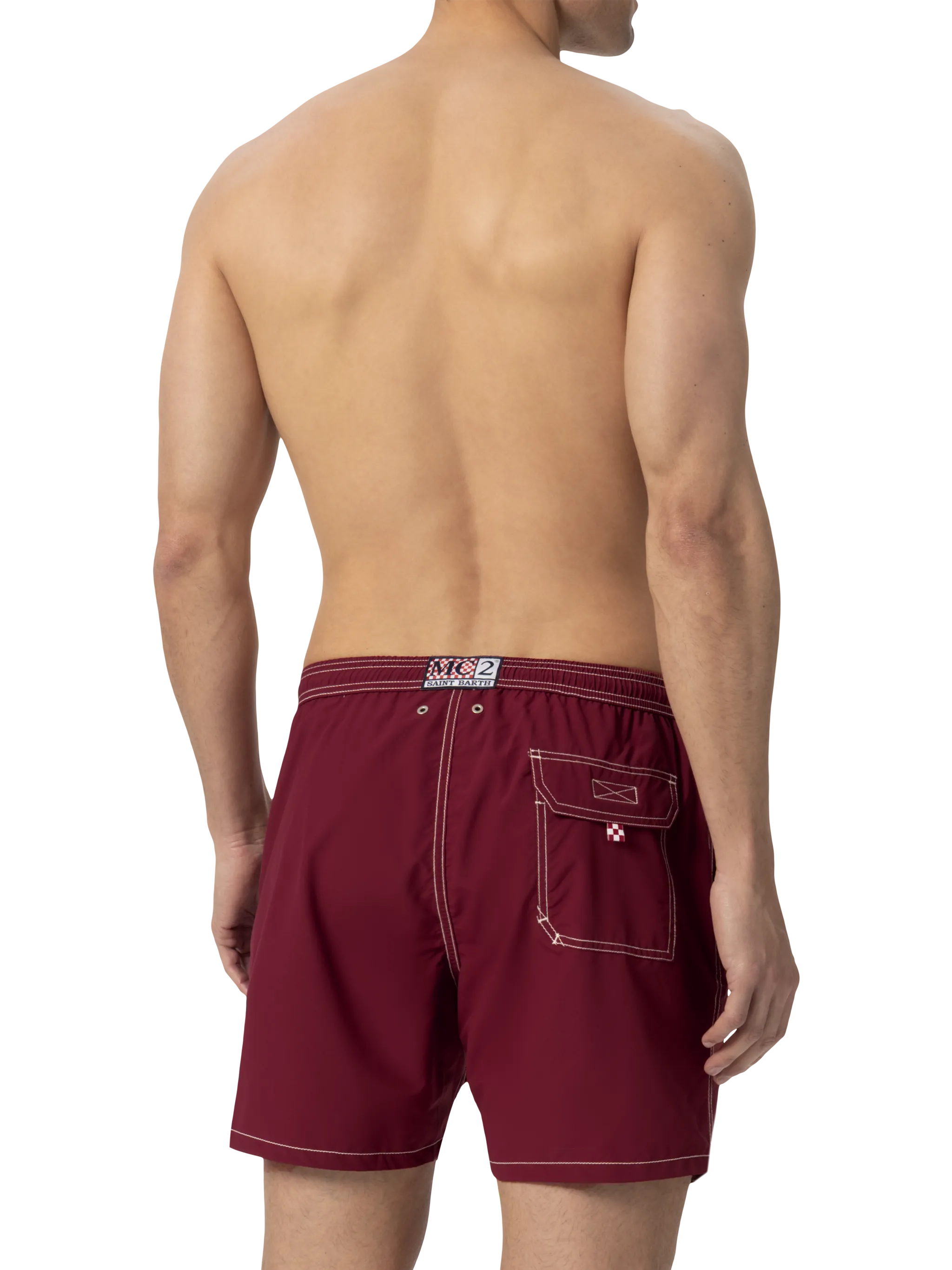 Burgundy mid-length classic light swim shorts Patmos - Image 4