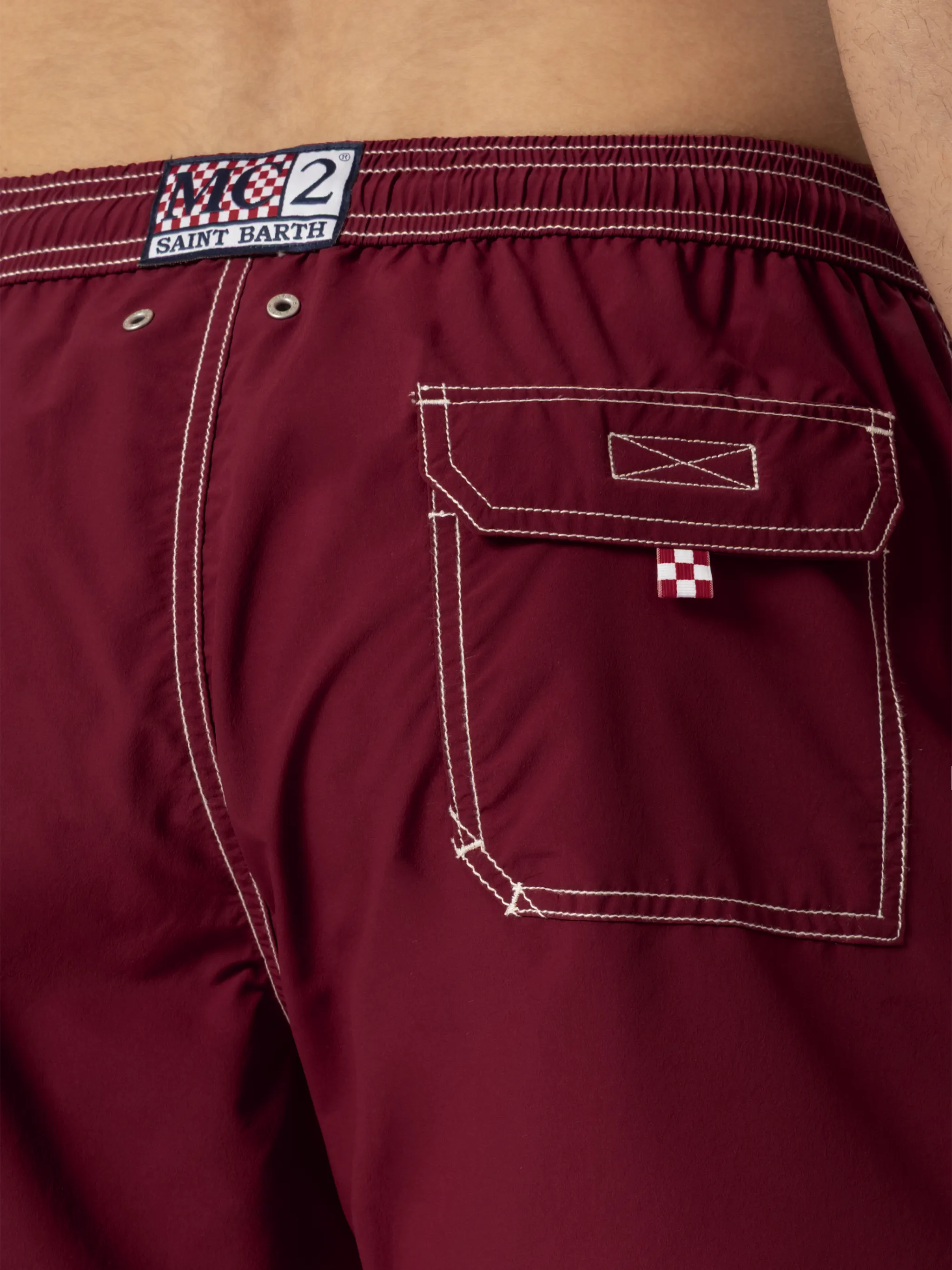 Burgundy mid-length classic light swim shorts Patmos - Image 6
