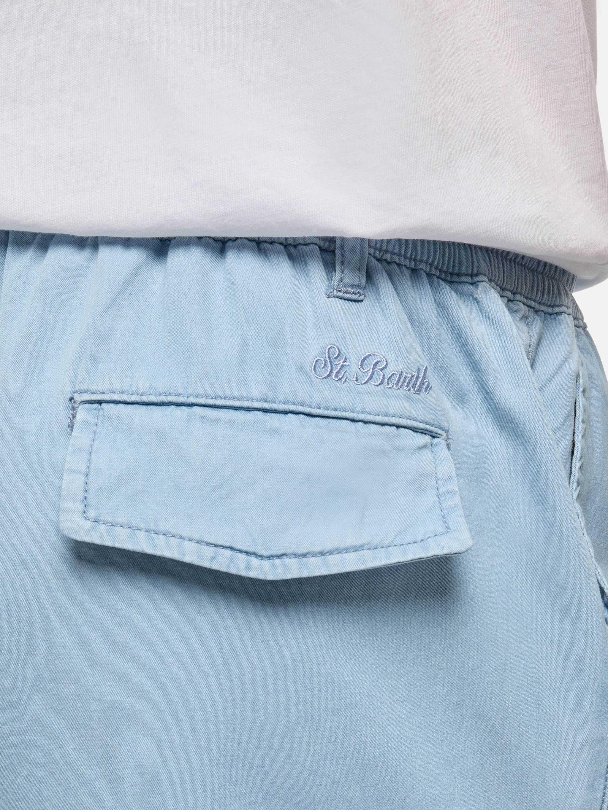 Calais denim blue chambray pants  with drawstring - Image 2