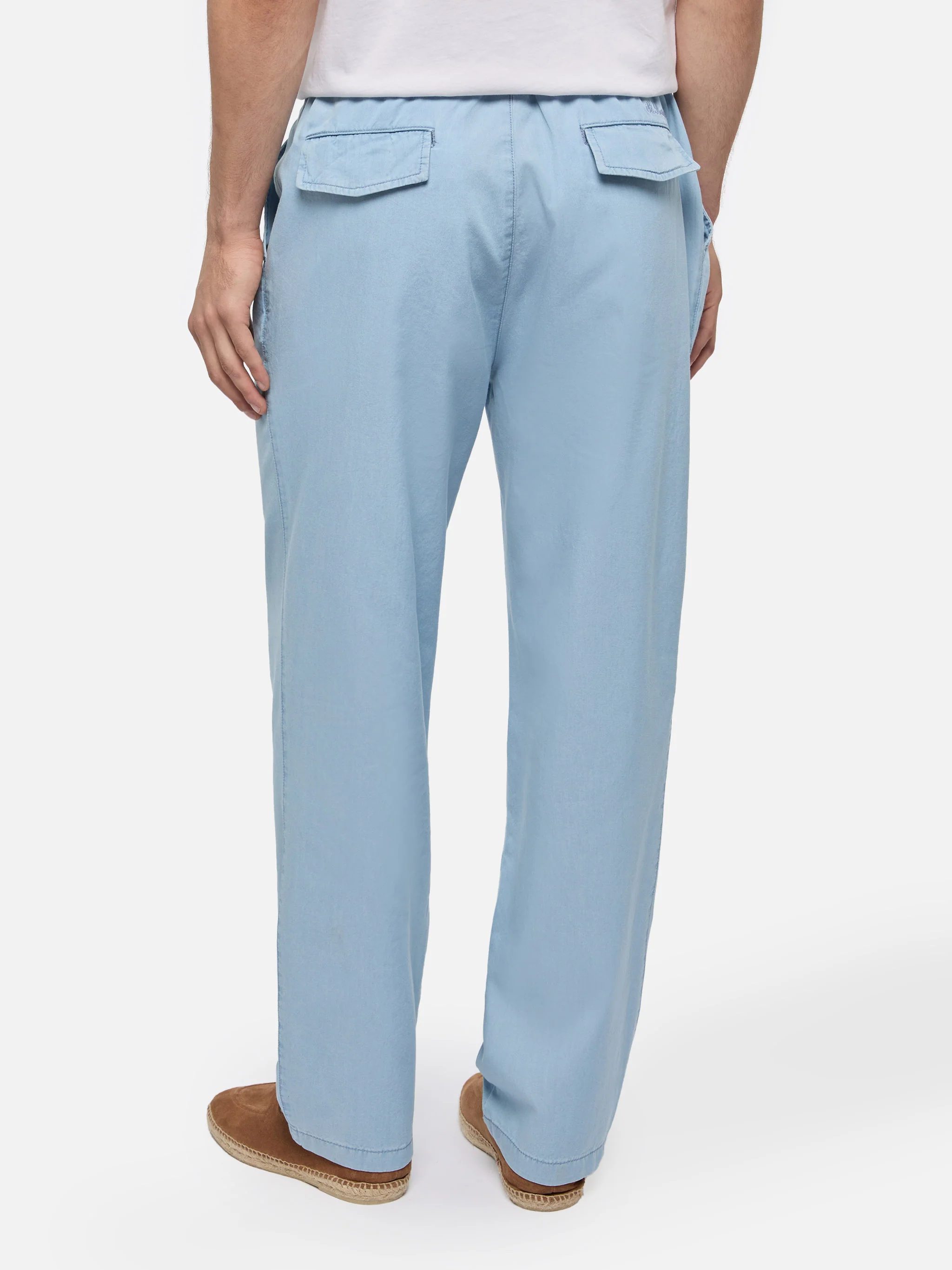 Calais denim blue chambray pants  with drawstring - Image 3