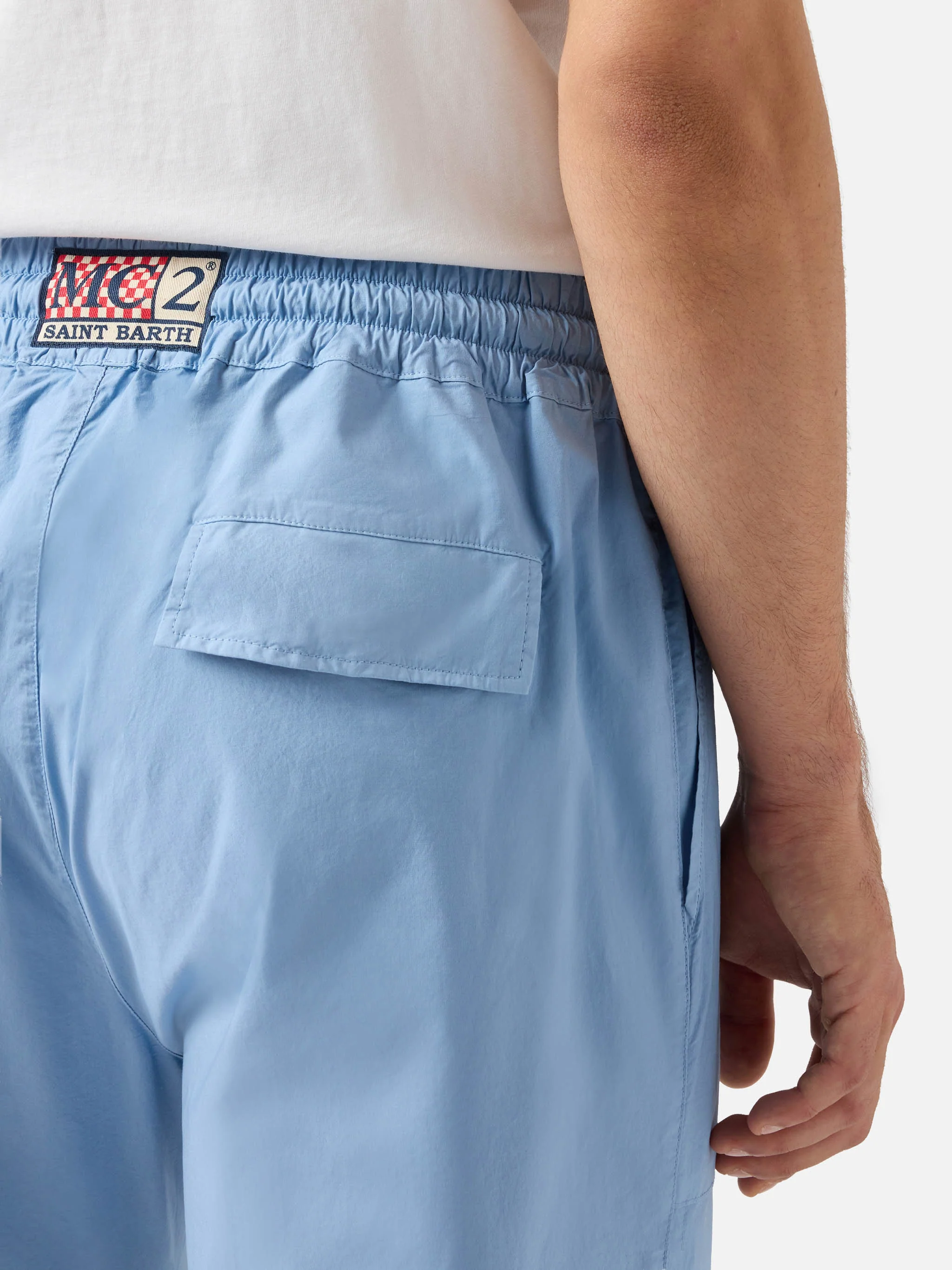 Calais dusty blue cotton pants with drawstring - Image 2