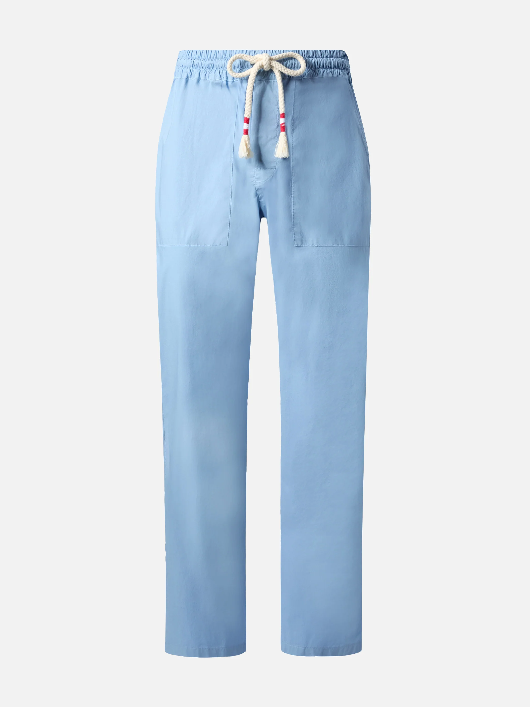 Calais dusty blue cotton pants with drawstring - Image 4
