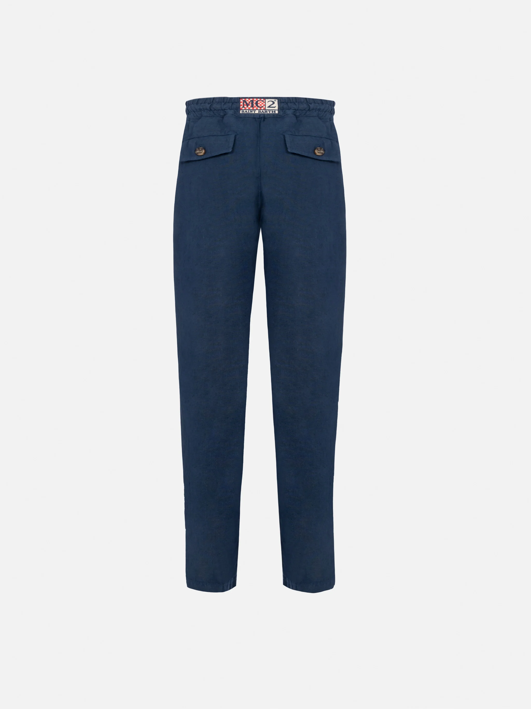Calais Jr navy blue linen pants with drawstring - Image 2