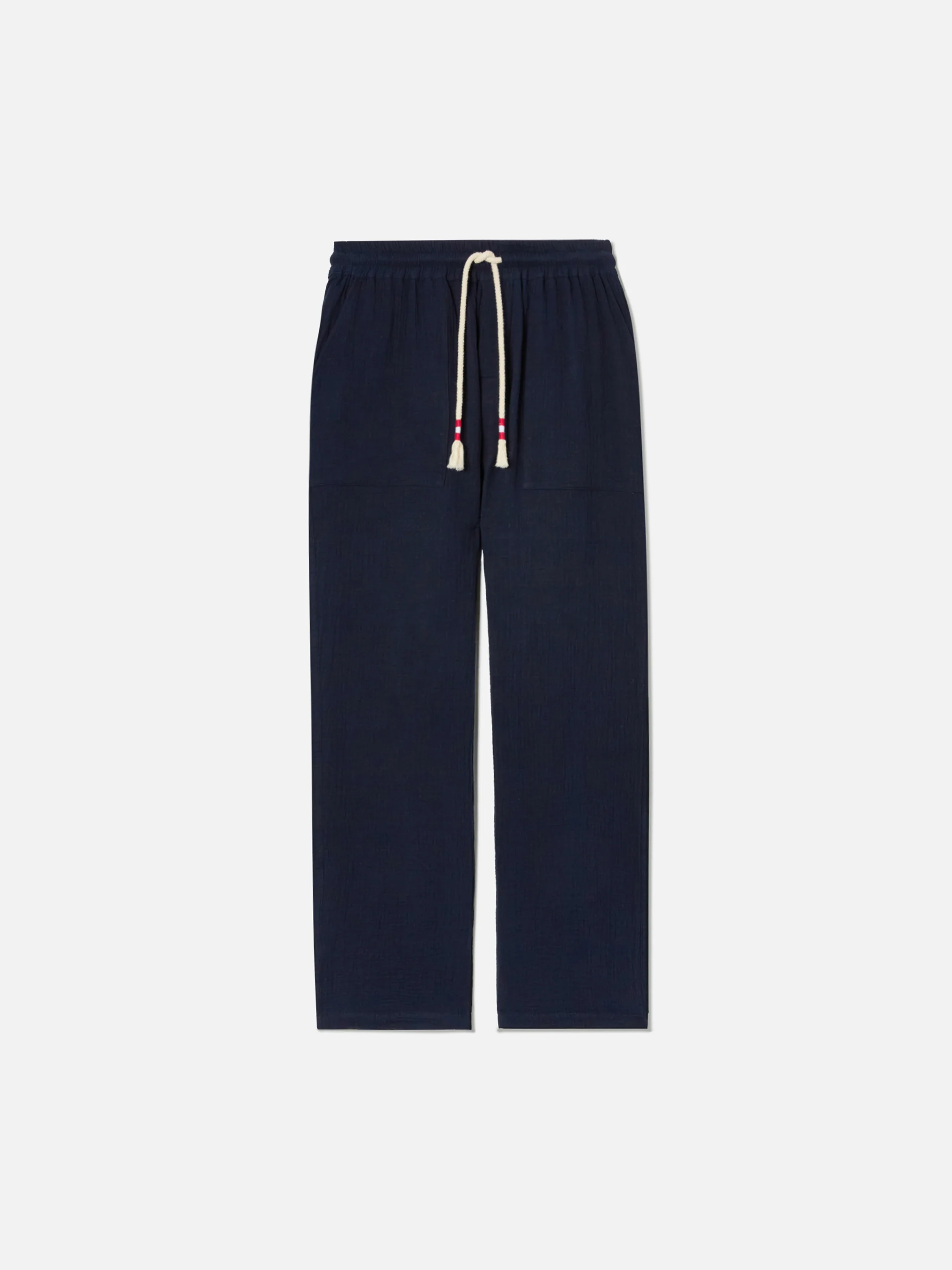 Calais long pants in crinkled pure cotton gauze navy blue - Image 4