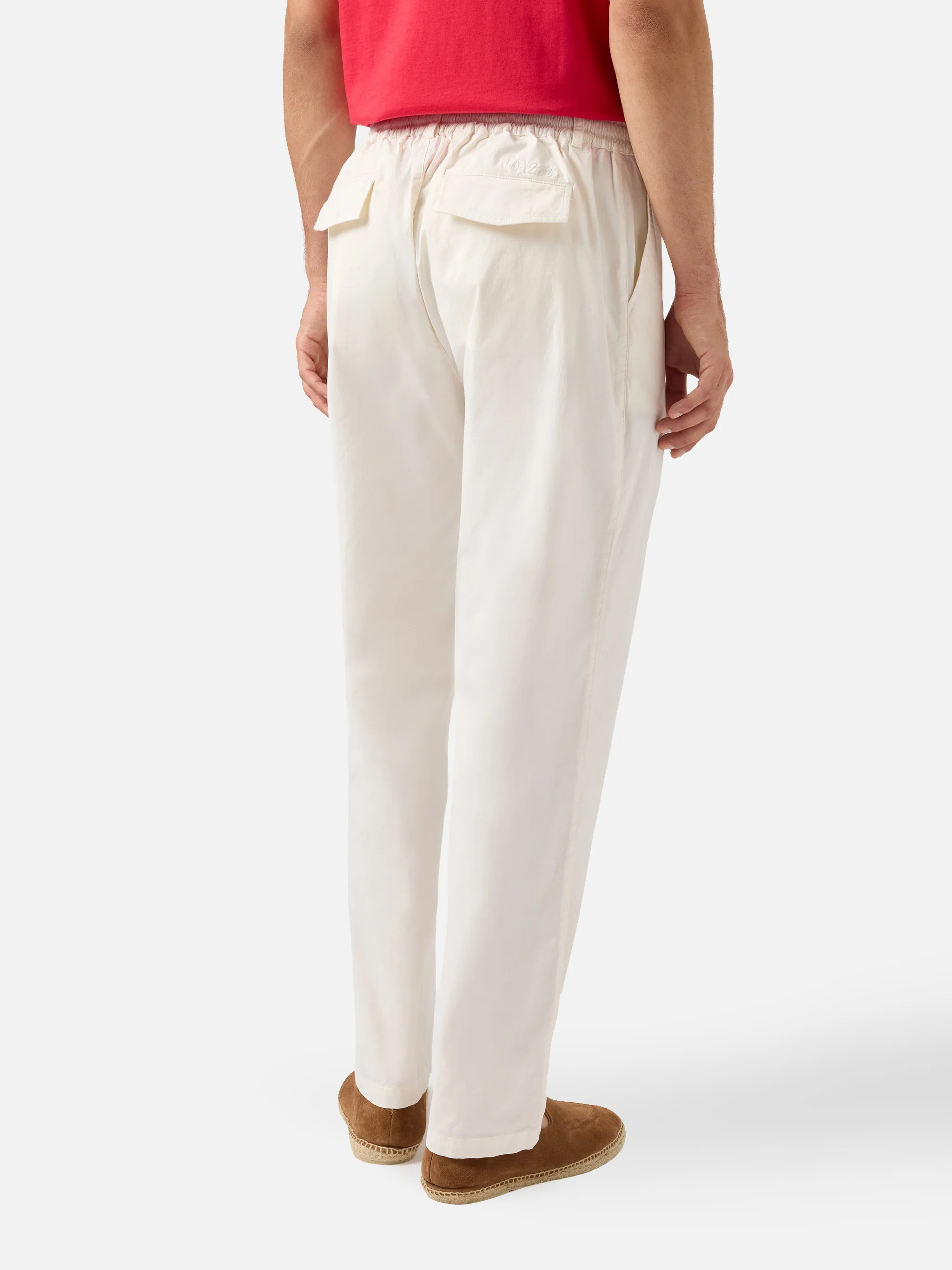Calais white cotton pants with drawstring - Image 2