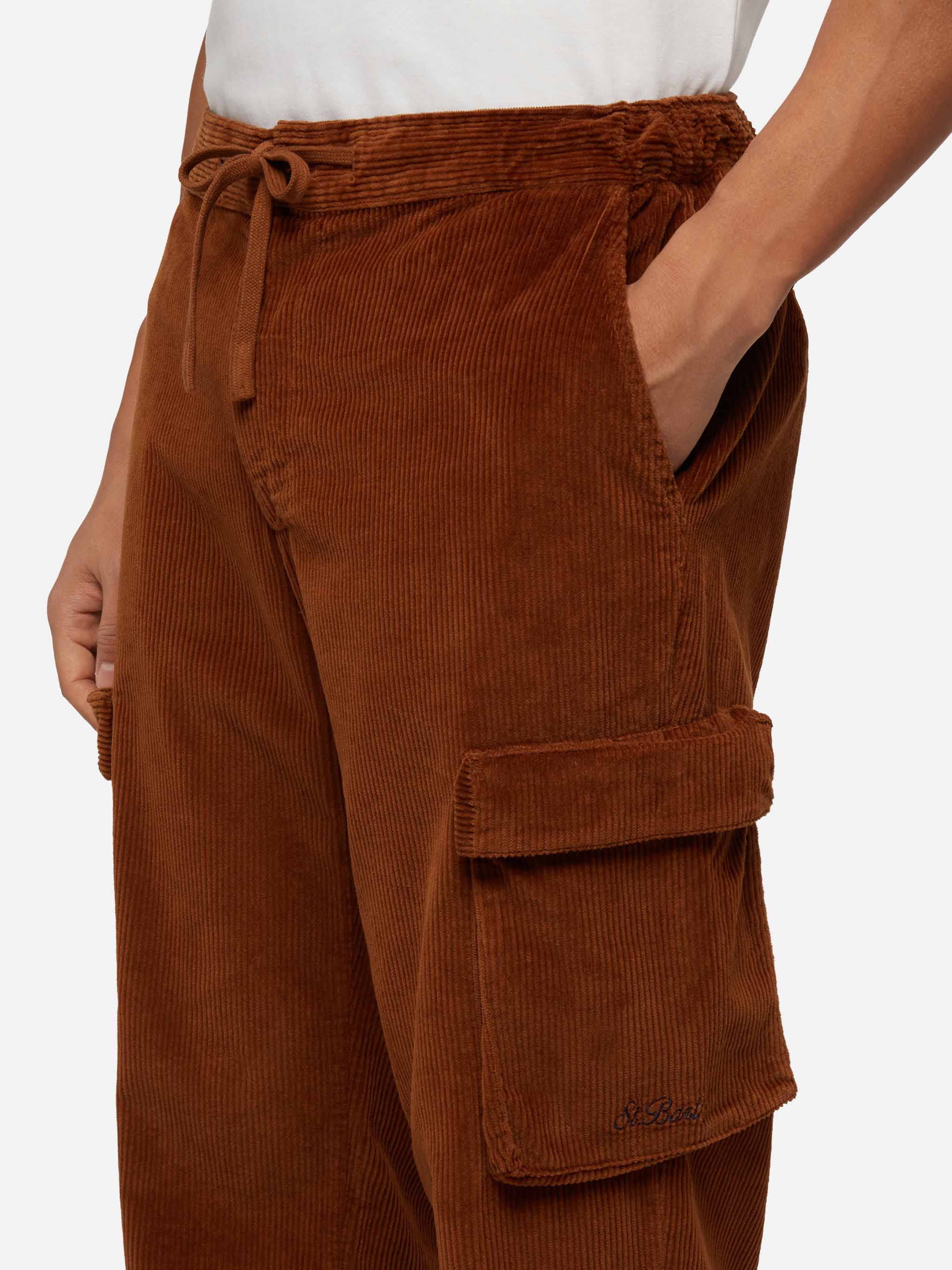 Camel corduroy cargo pants Goldeck - Image 2