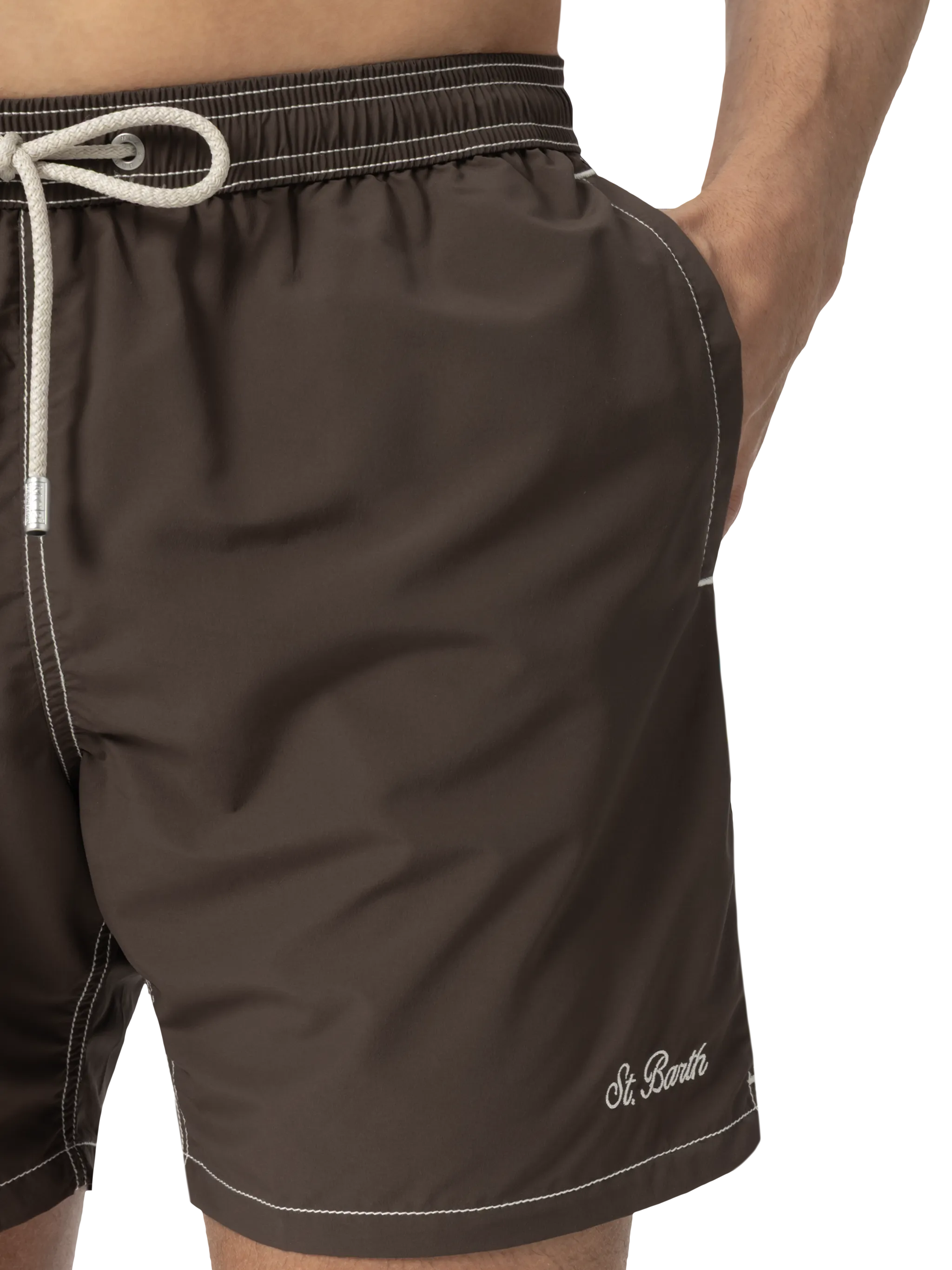 Camel mid-length classic light swim shorts Patmos - Image 5