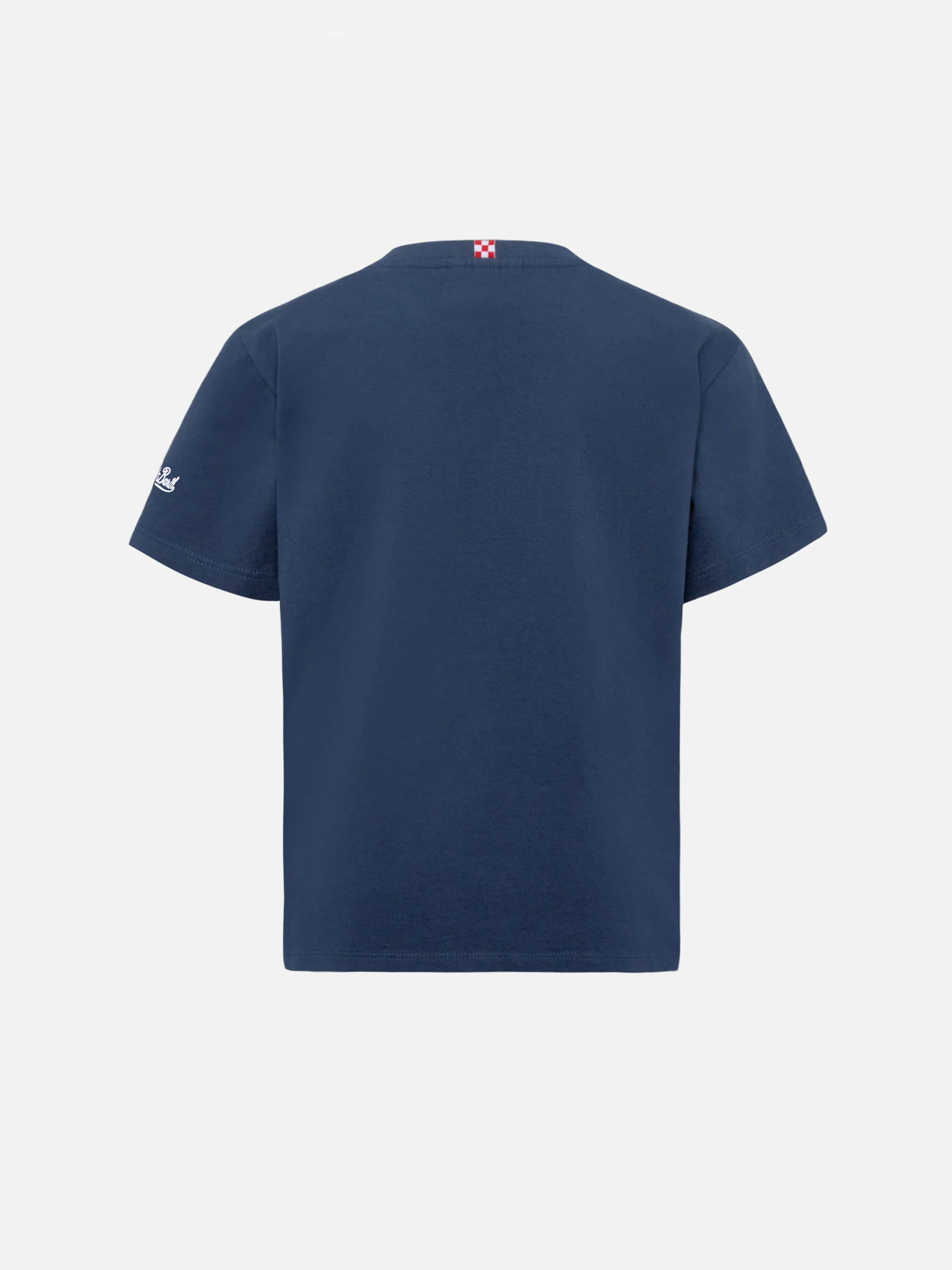 Cameron cotton T-shirt in blue with Raga VOLOembroidery - Image 3