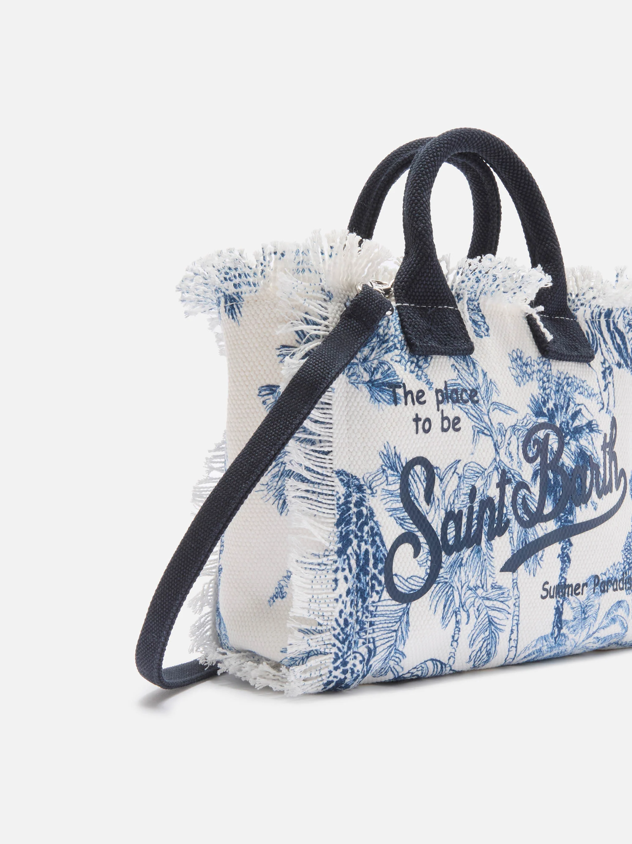 Canvas Vanity mini bag with blue toile de Jouy print - Image 2