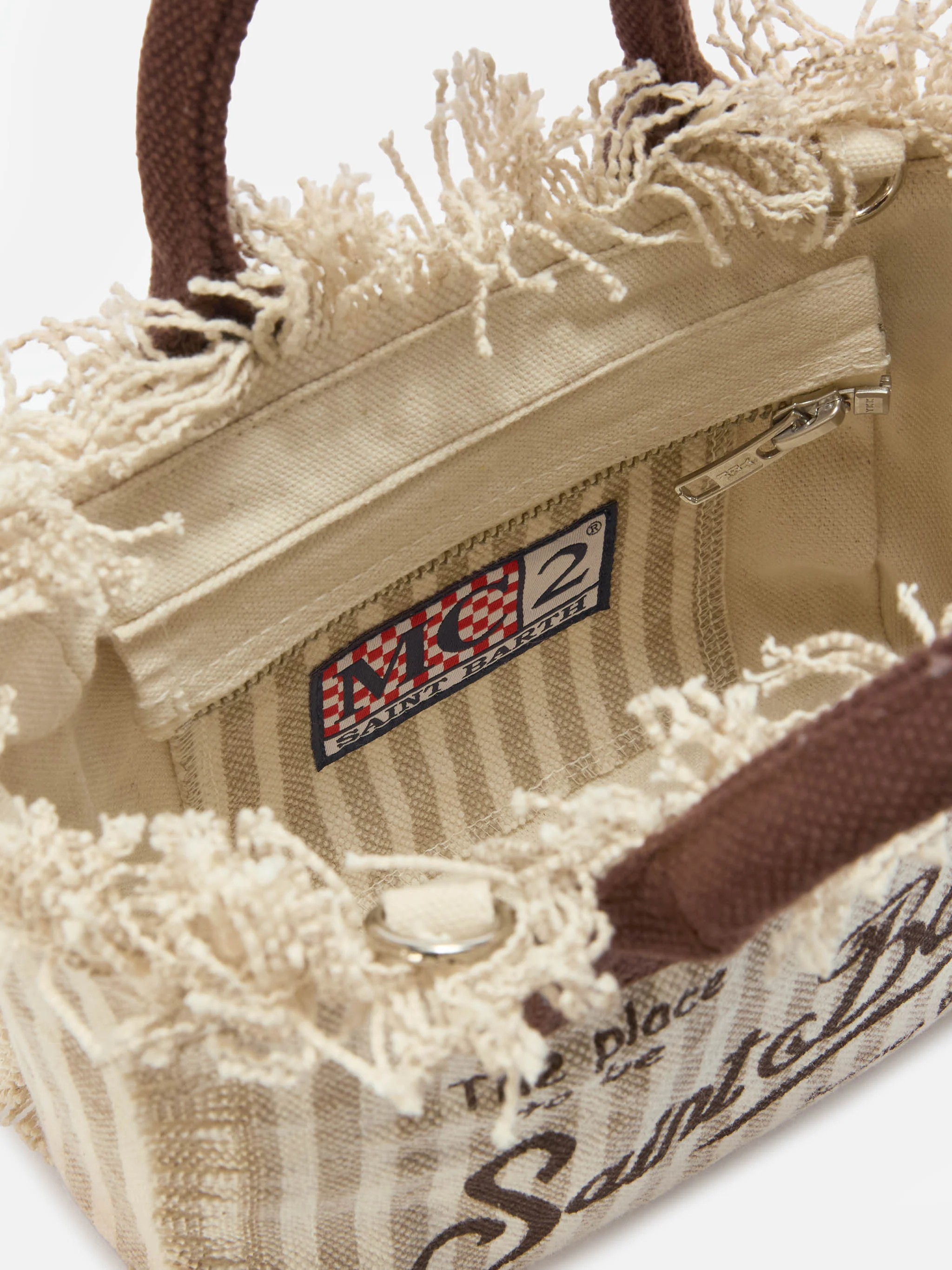 Canvas Vanity mini bag with brown stripes and contrast details - Image 4