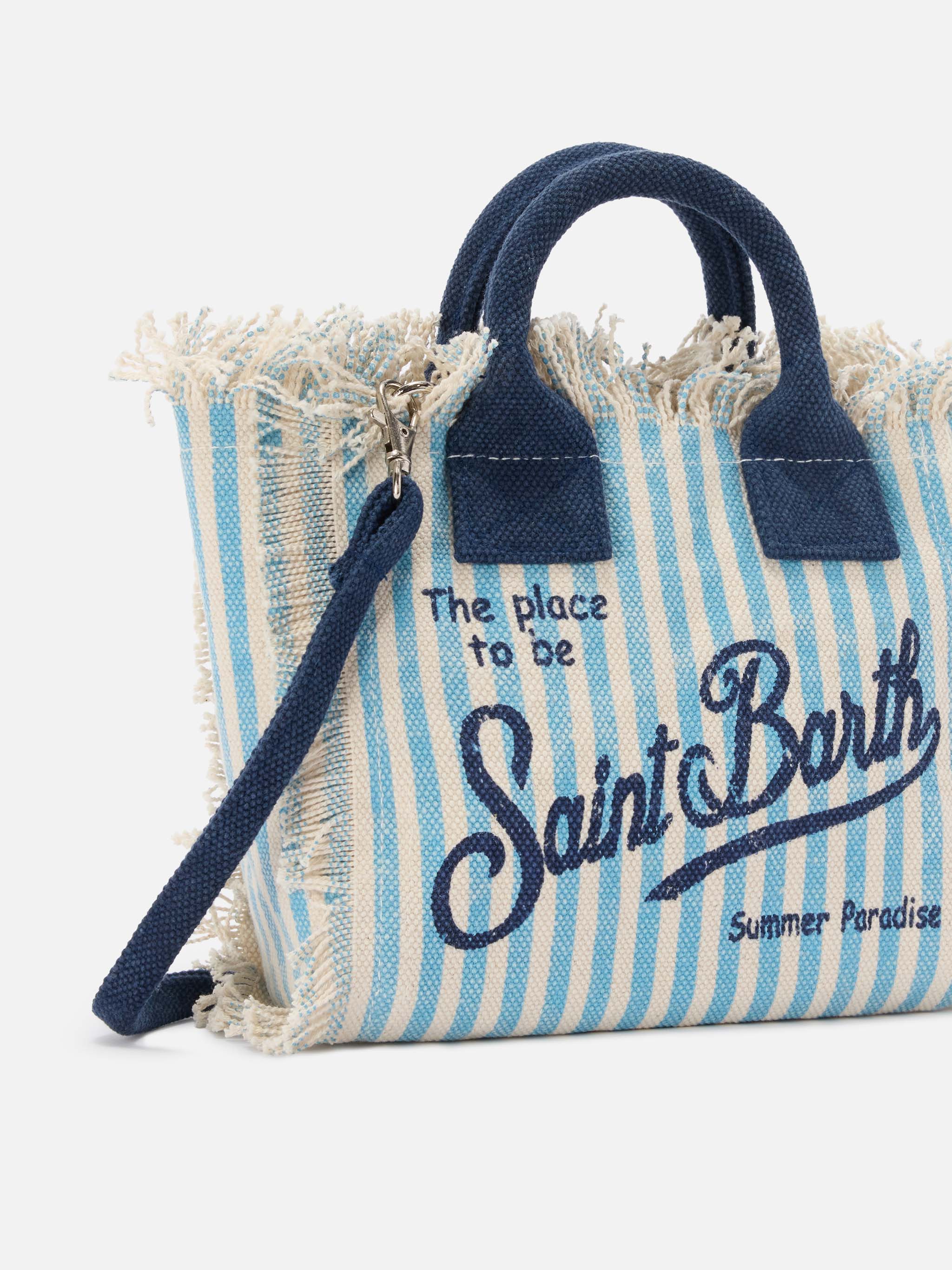 Canvas Vanity mini bag with light blue stripes and contrast details - Image 3