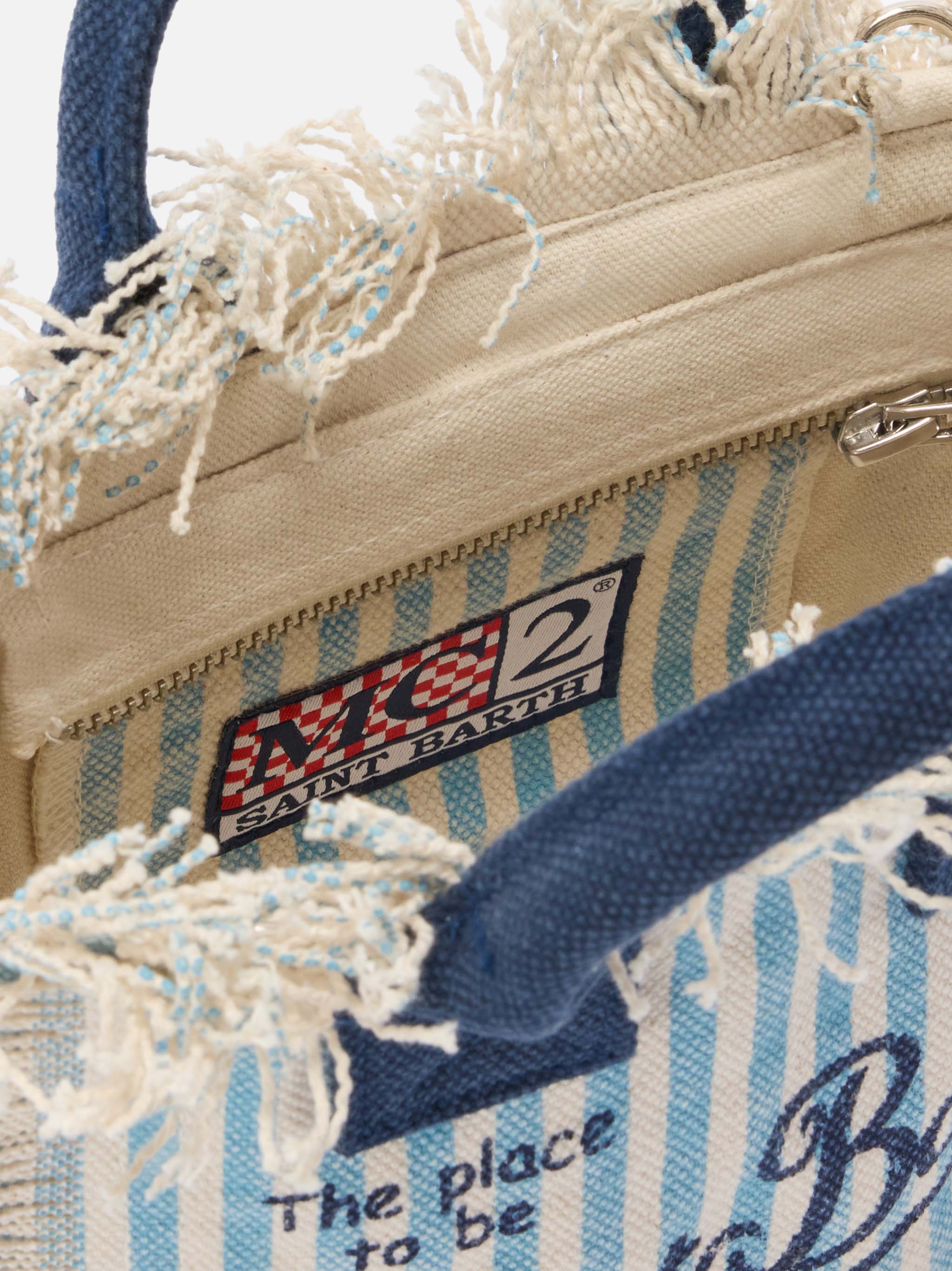 Canvas Vanity mini bag with light blue stripes and contrast details - Image 4