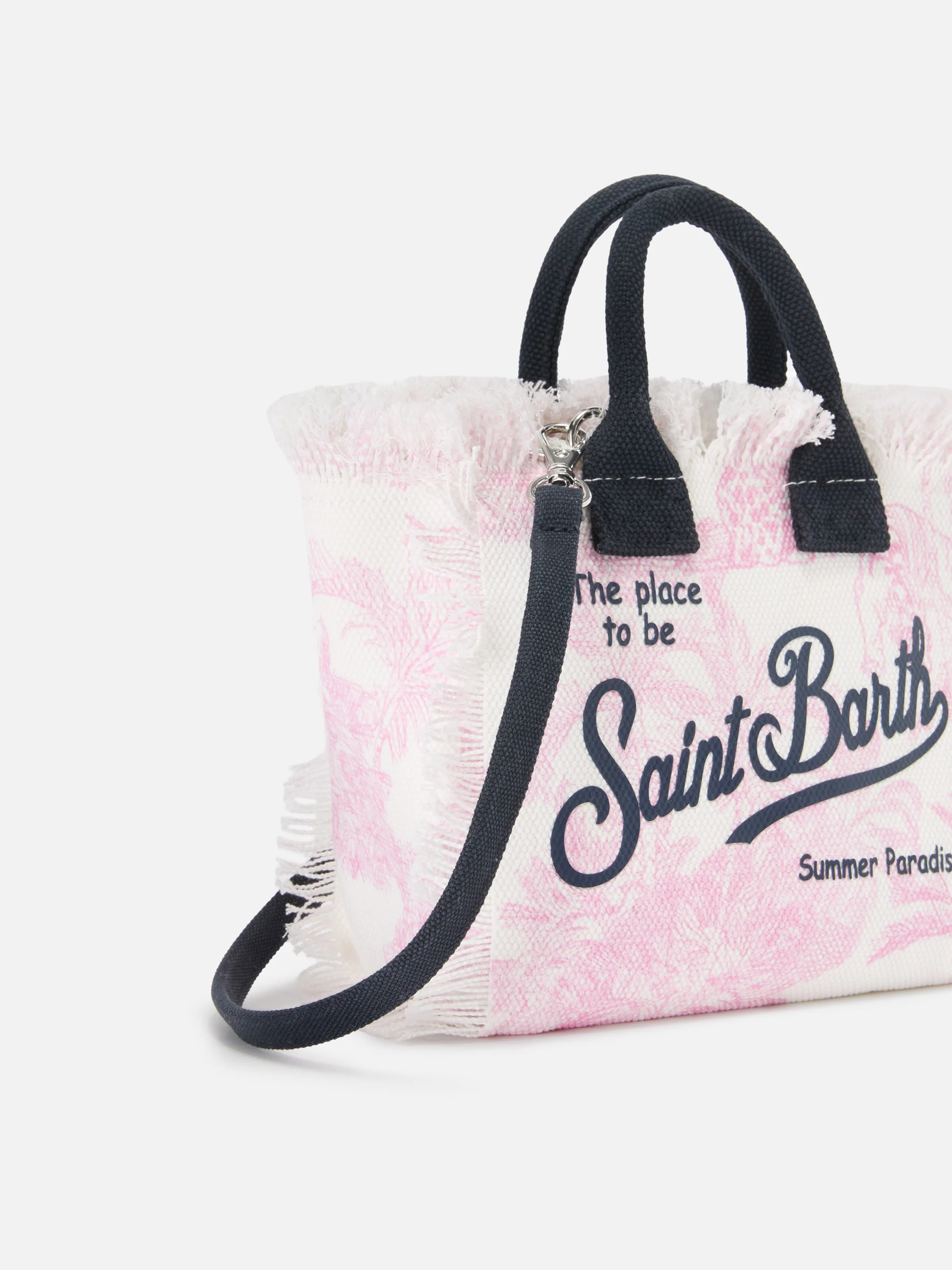 Canvas Vanity mini bag with pink toile de Jouy print - Image 3
