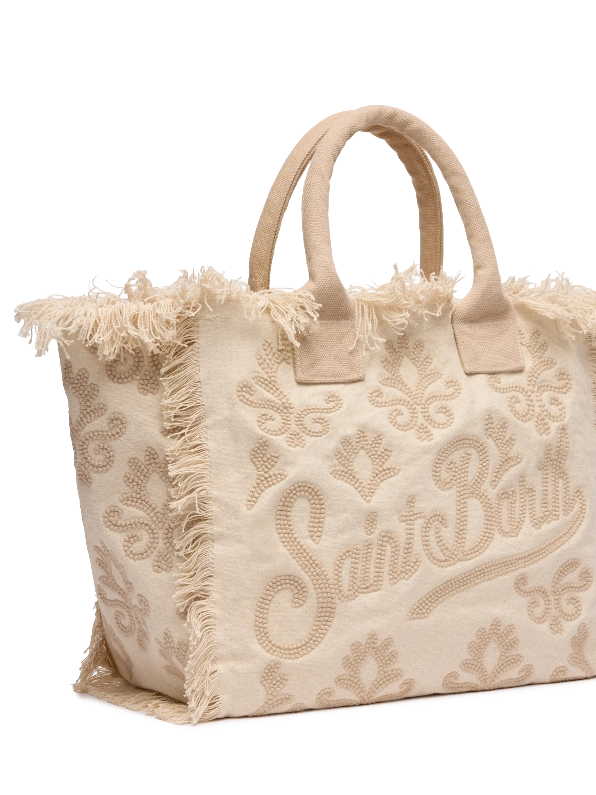 Canvas Vanity regular bag with beige lily tufting embroidery - Image 3
