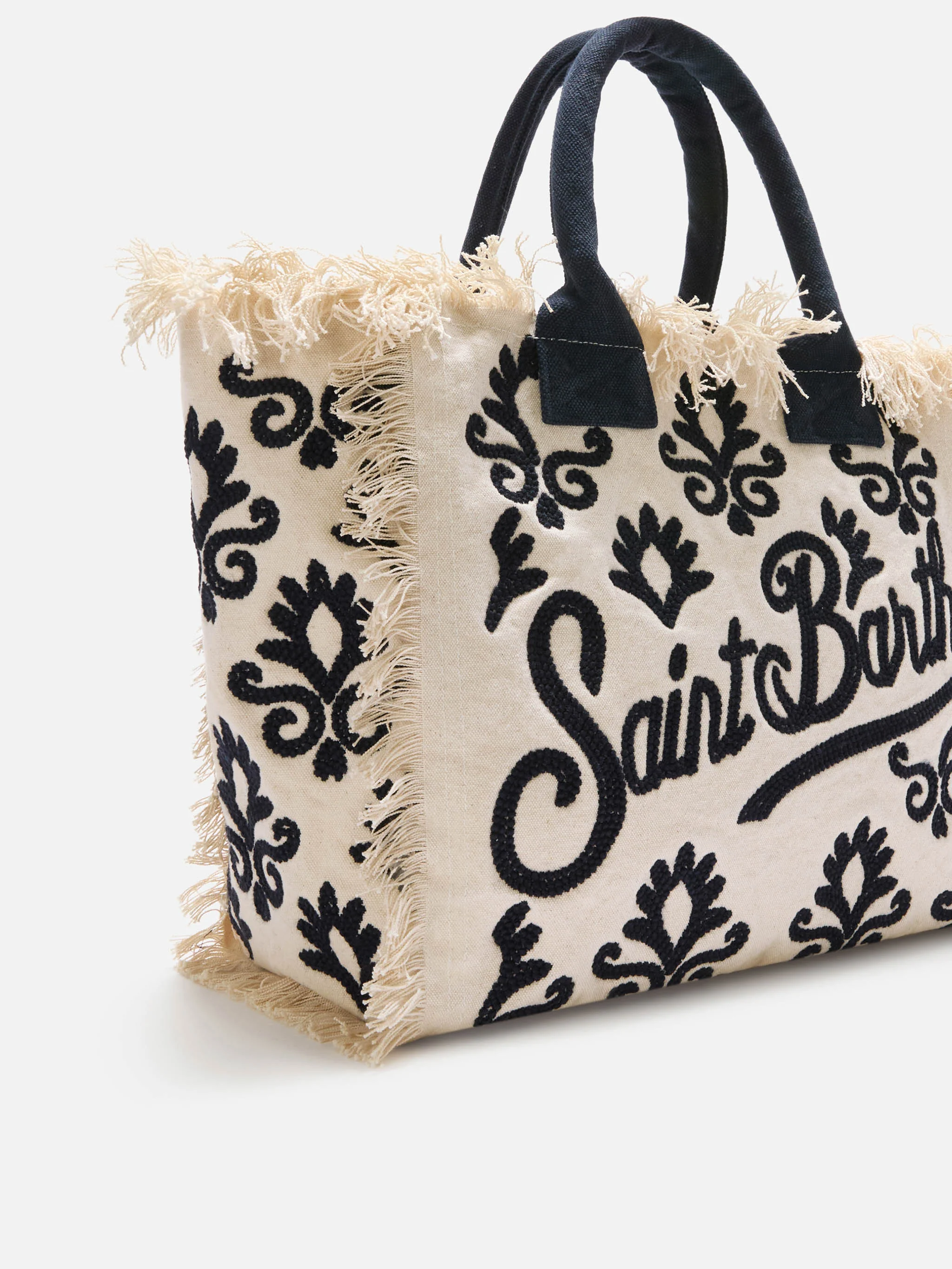 Canvas Vanity regular bag with blue lily tufting embroidery - Image 3