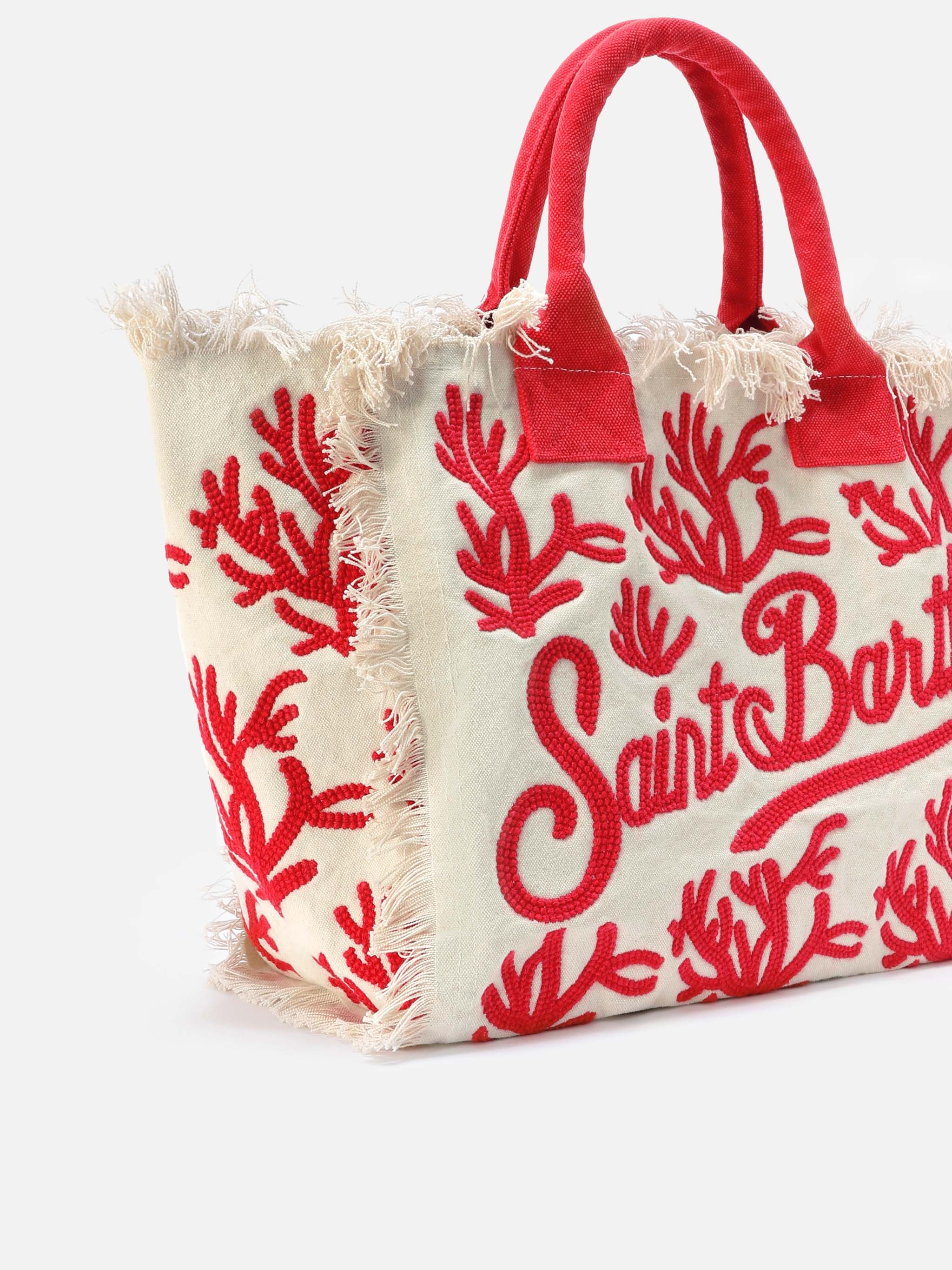 Canvas Vanity regular bag with coral tufting embroidery - Image 3