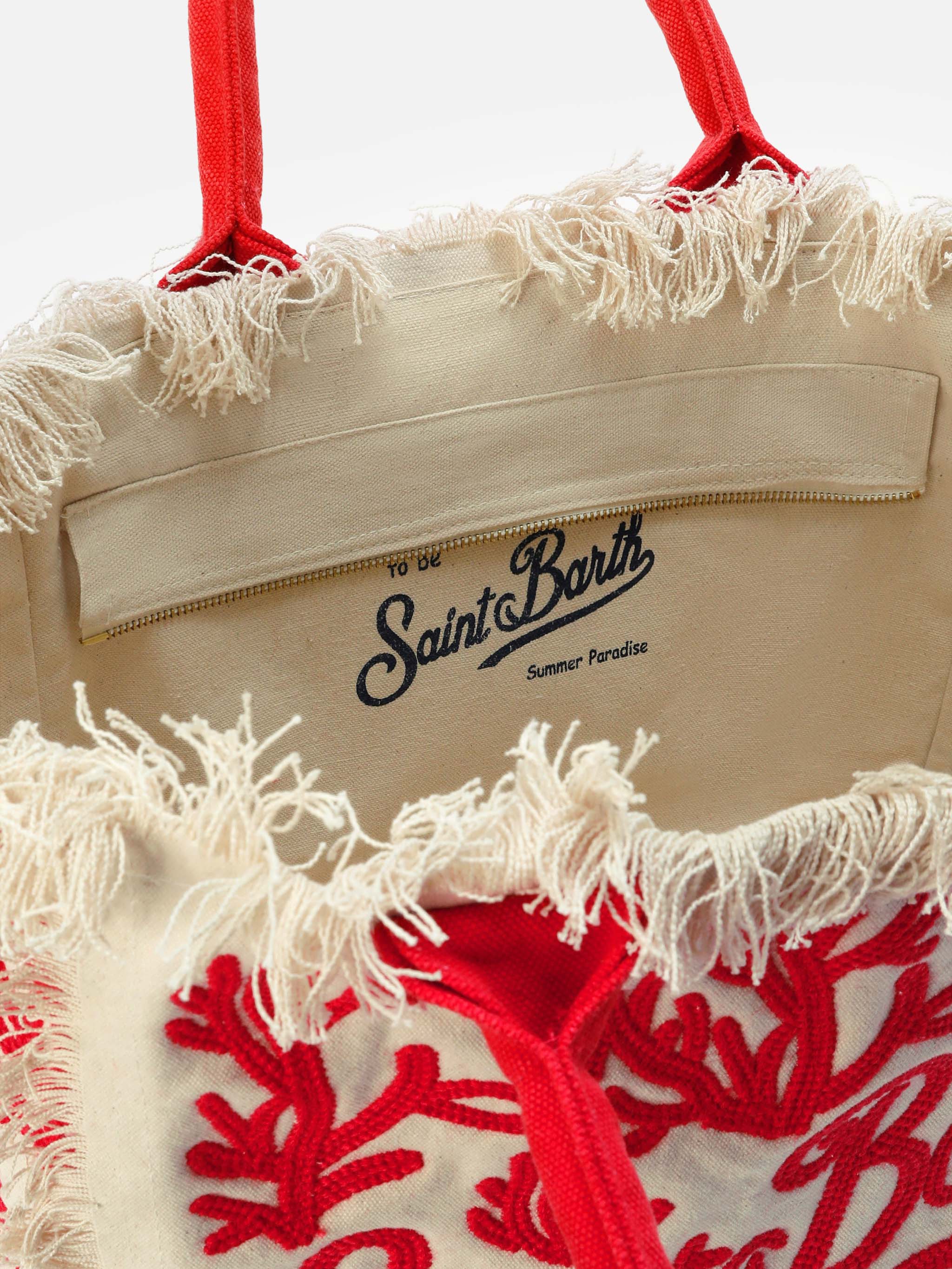 Canvas Vanity regular bag with coral tufting embroidery - Image 4