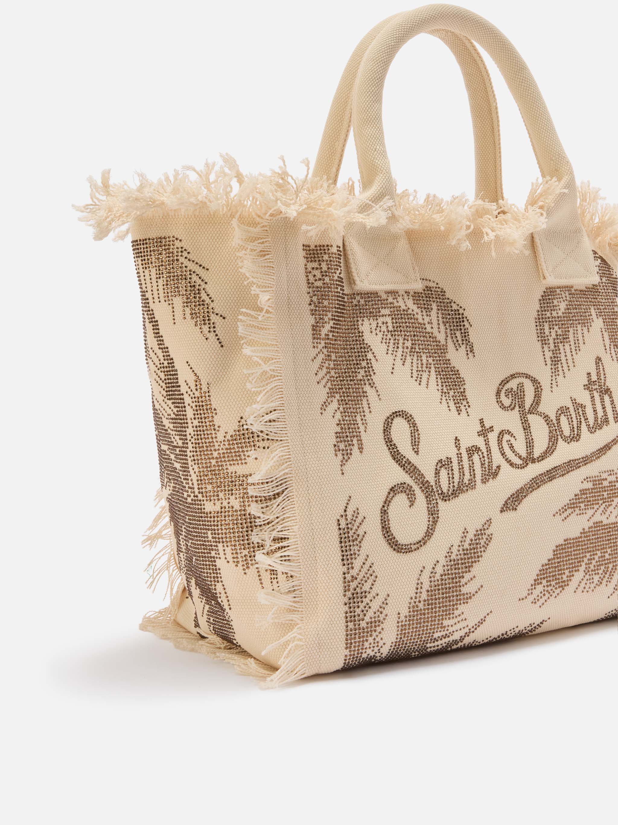 Canvas Vanity regular bag with palm print with rhinestones - Image 2