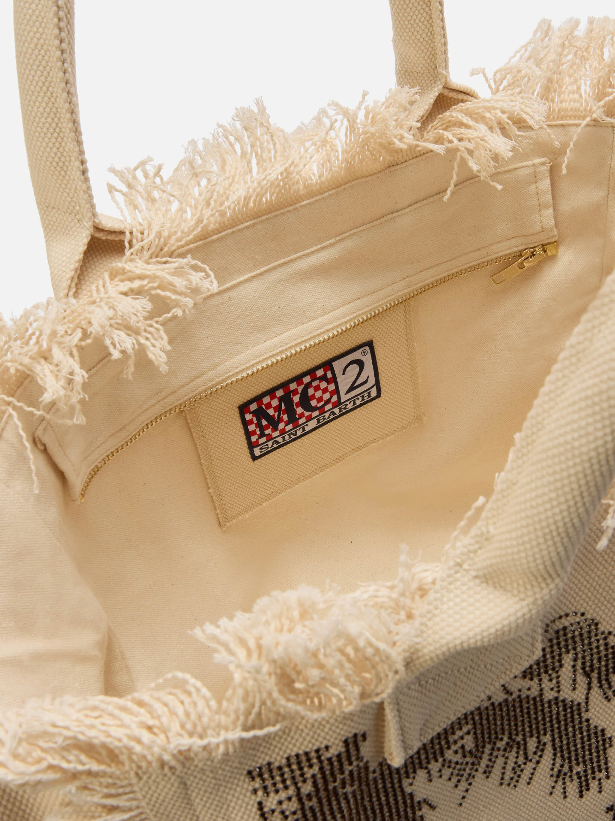 Canvas Vanity regular bag with palm print with rhinestones - Image 3