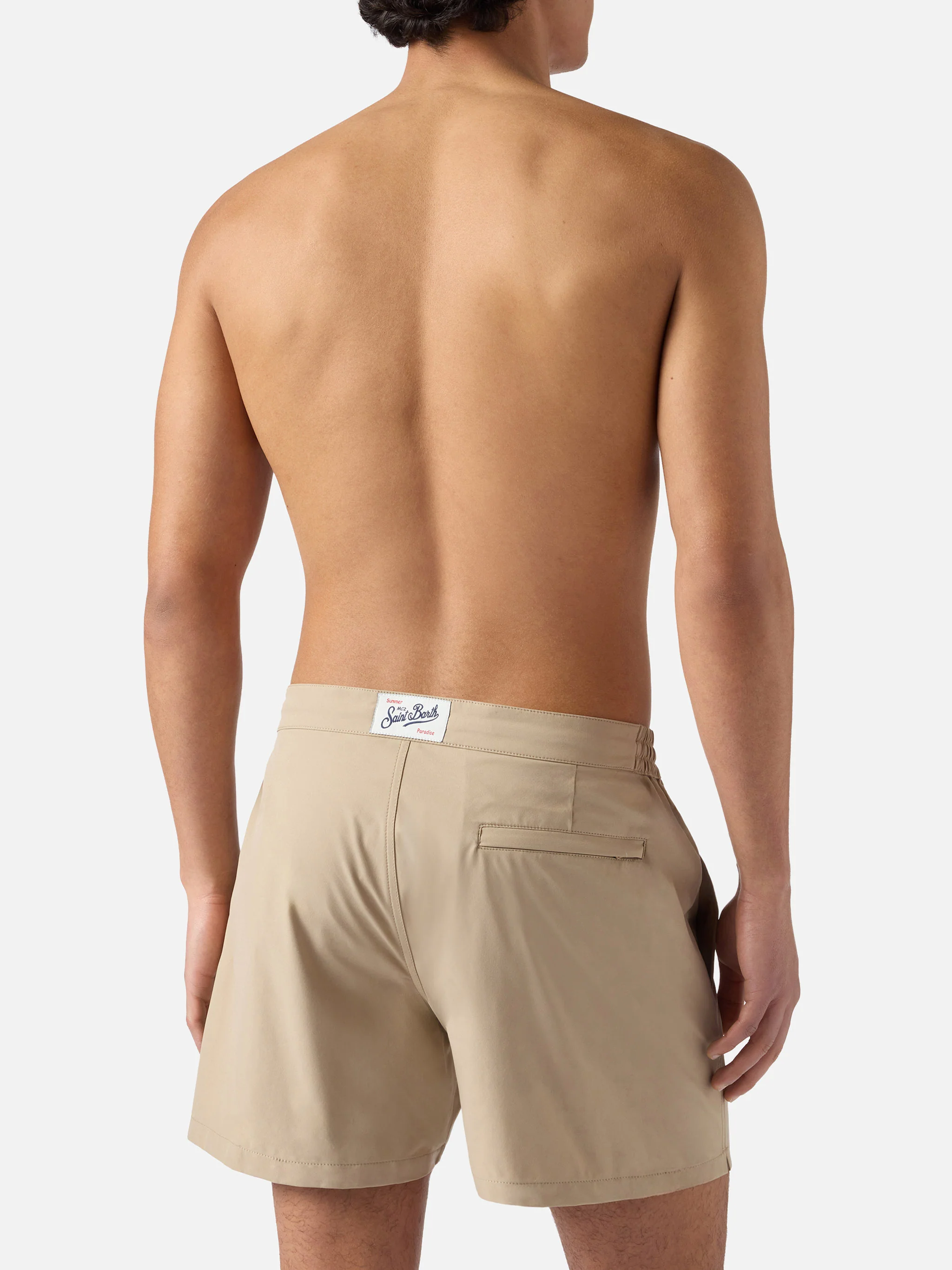 Capferrat swim shorts in beige with embroidered logo - Image 5
