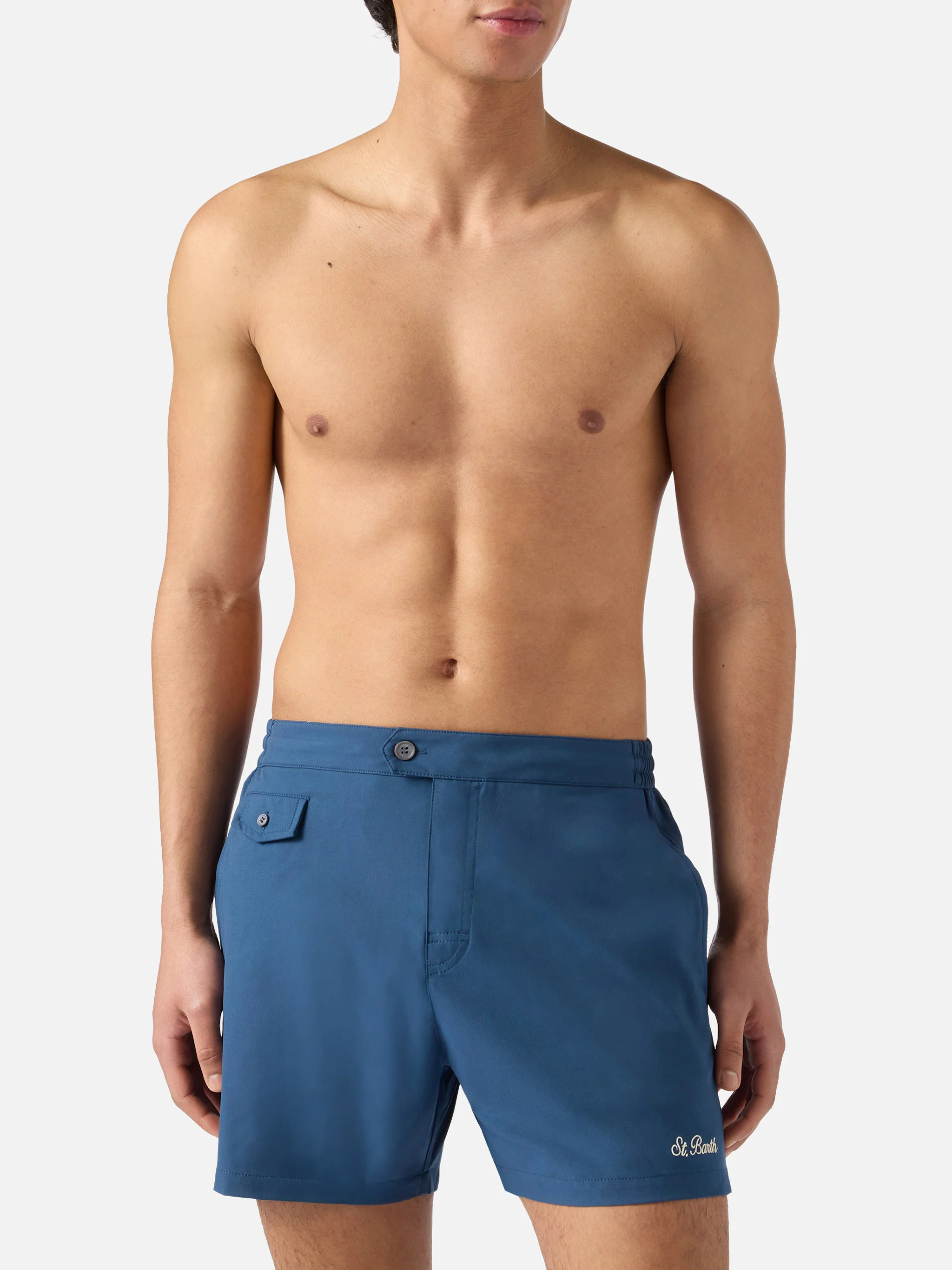 Capferrat swim shorts in navy blue with embroidered logo - Image 3