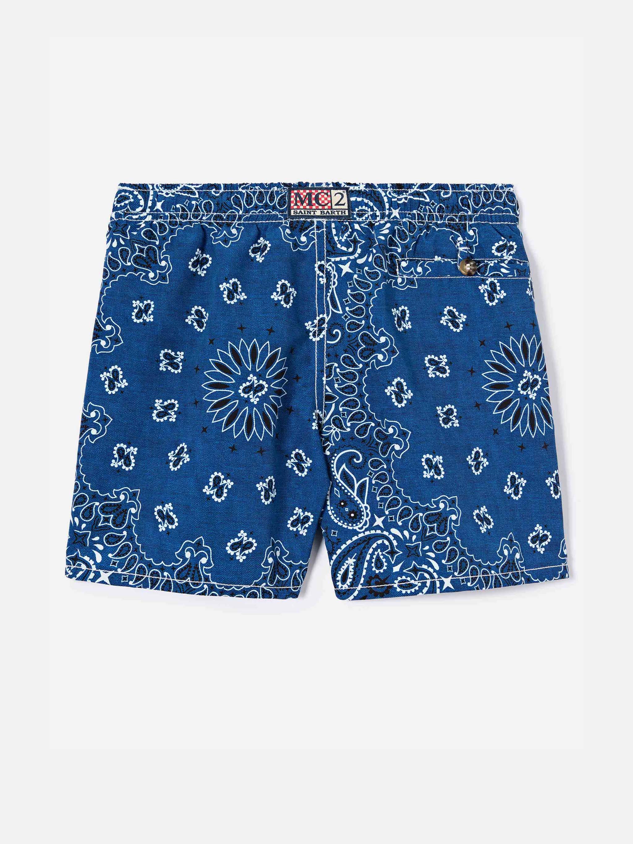 Caprese Jr swim shorts with blue navy bandana print - Image 2