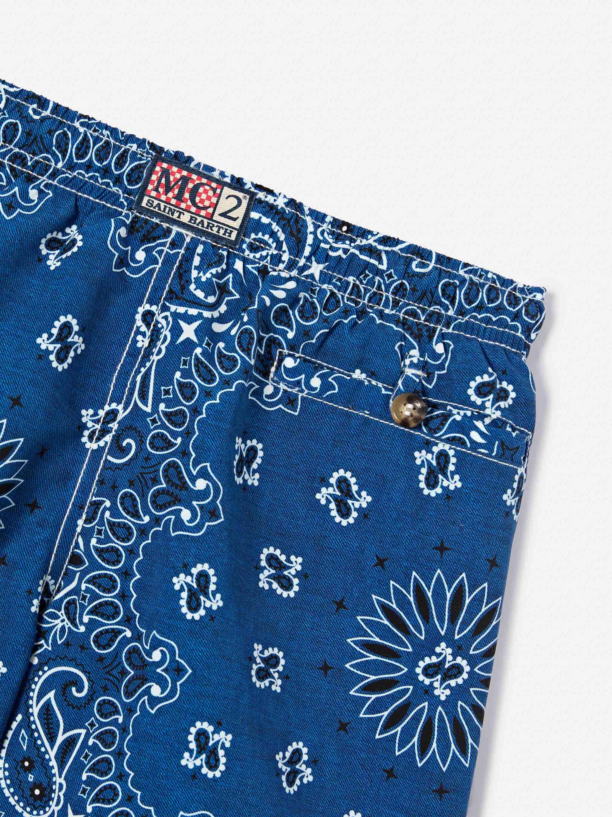 Caprese Jr swim shorts with blue navy bandana print - Image 3