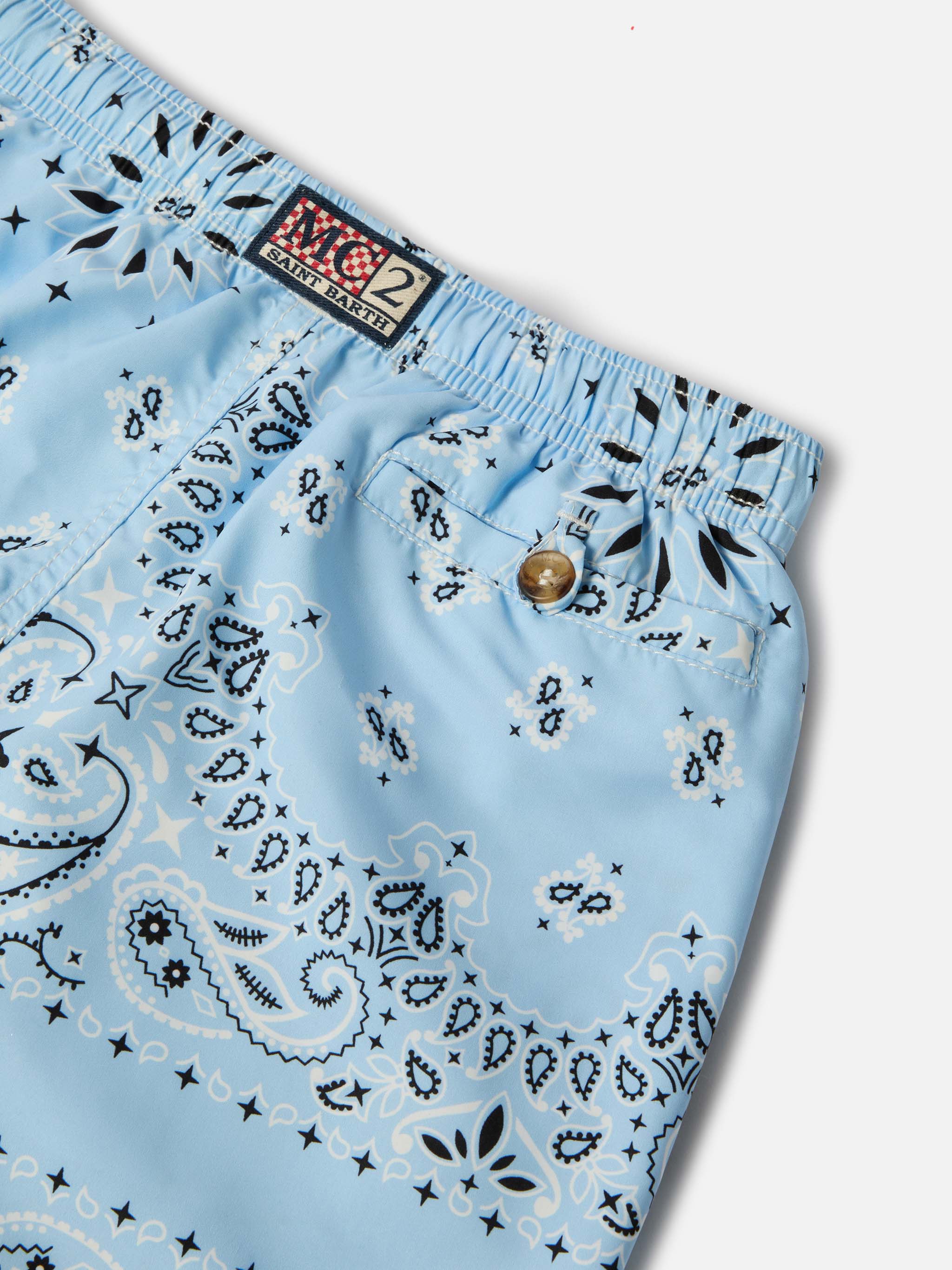Caprese Jr swim shorts with light blue bandana print - Image 3