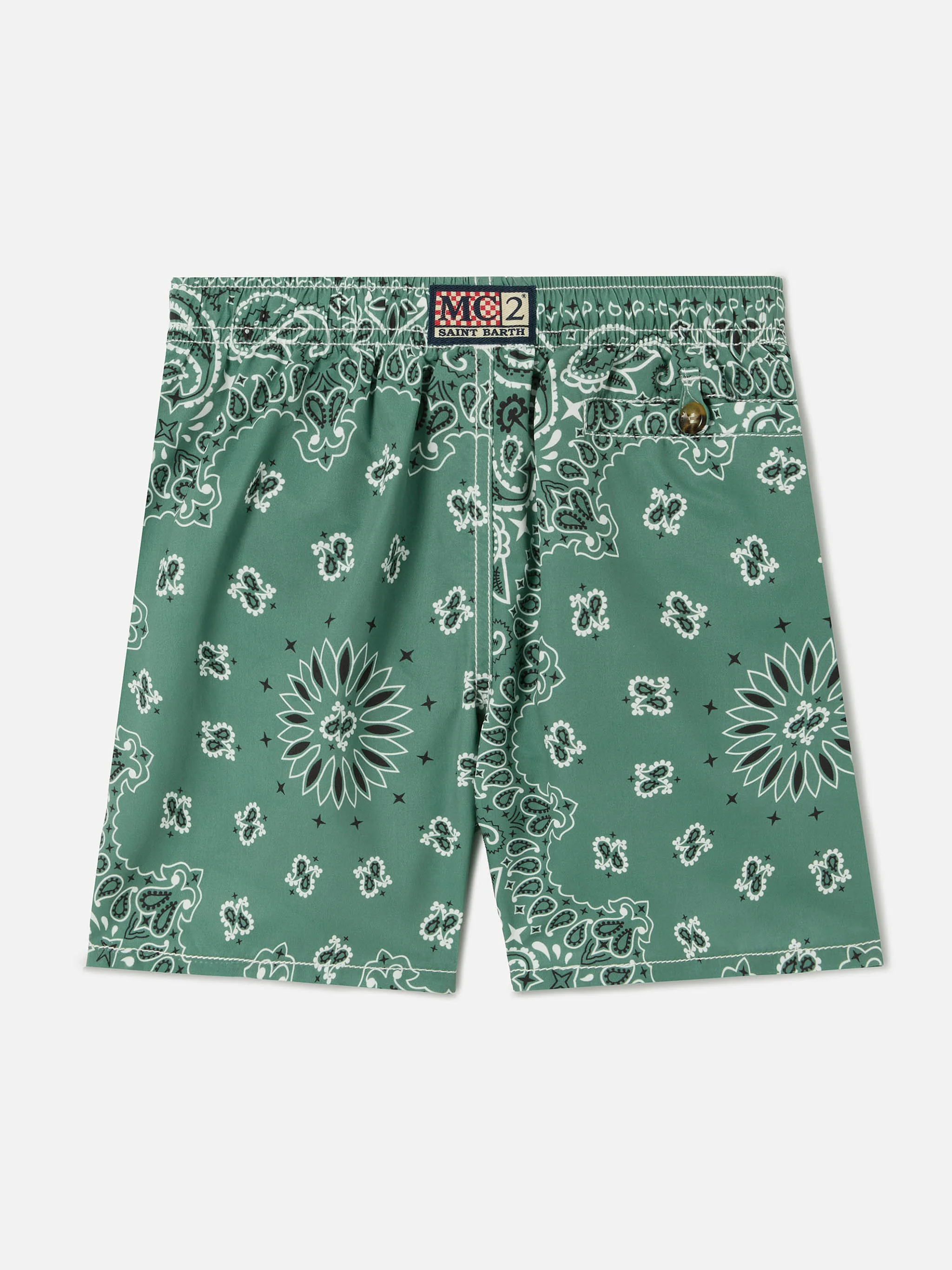 Caprese Jr swim shorts with military green bandana print - Image 2