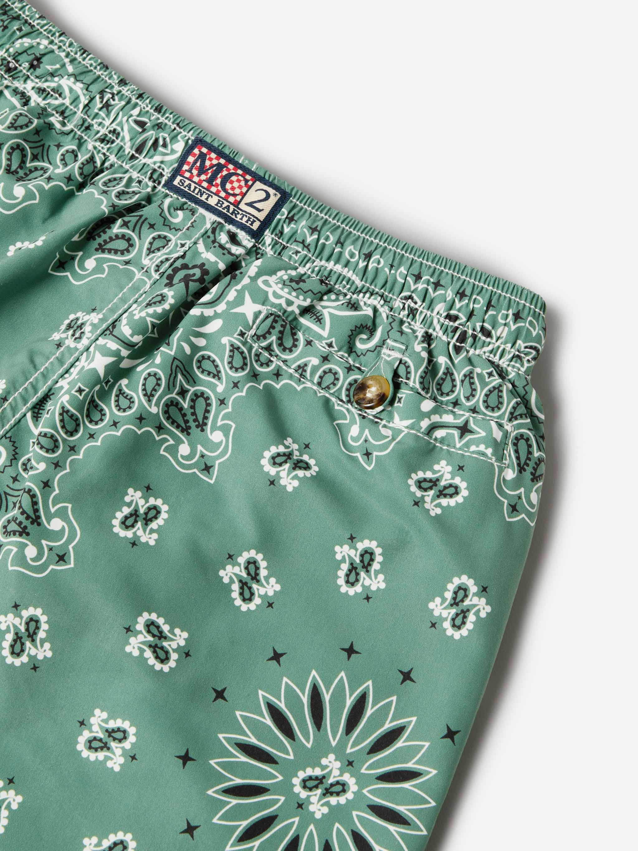 Caprese Jr swim shorts with military green bandana print - Image 3