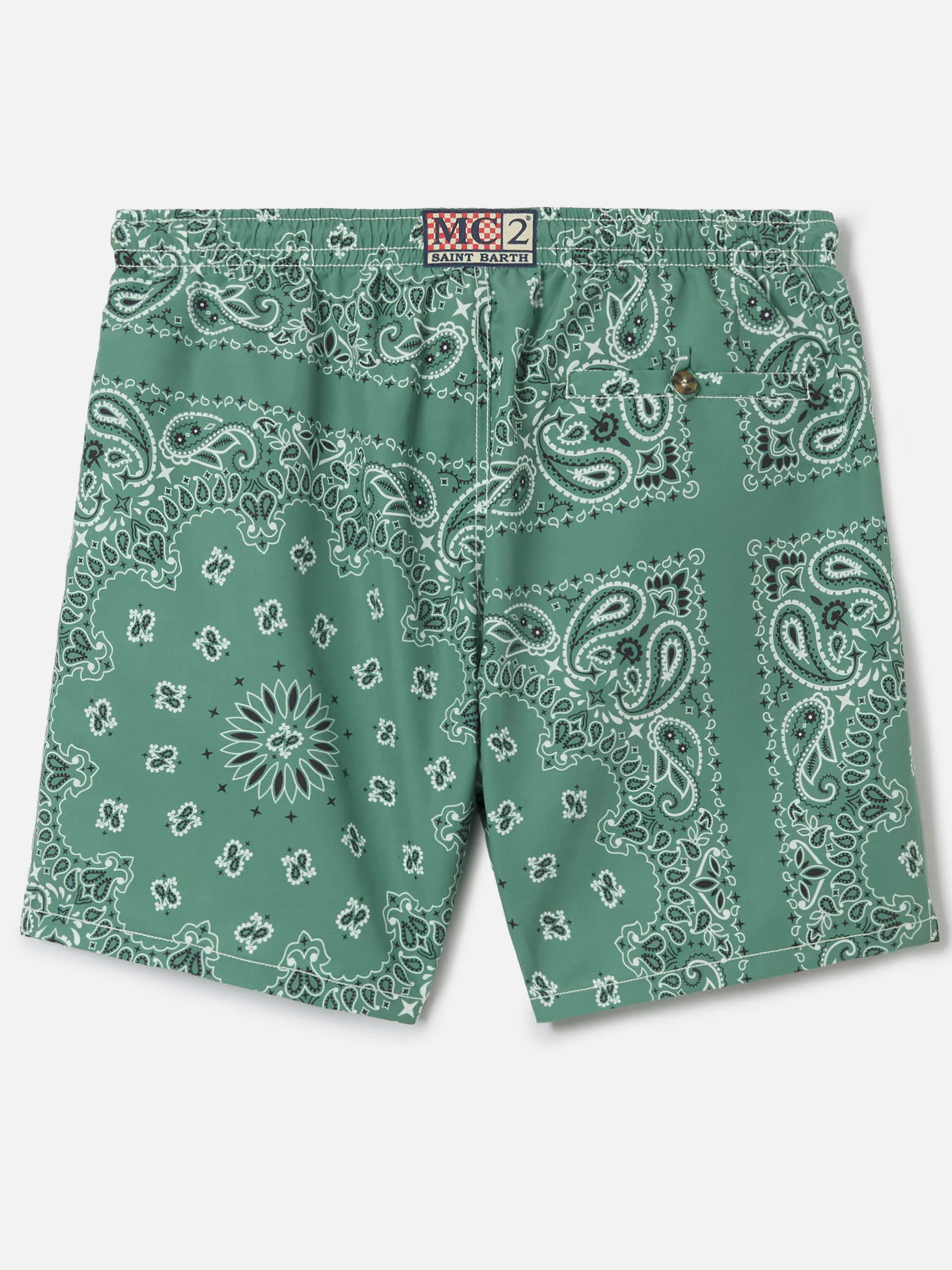 Caprese swim shorts with military green bandana print - Image 2