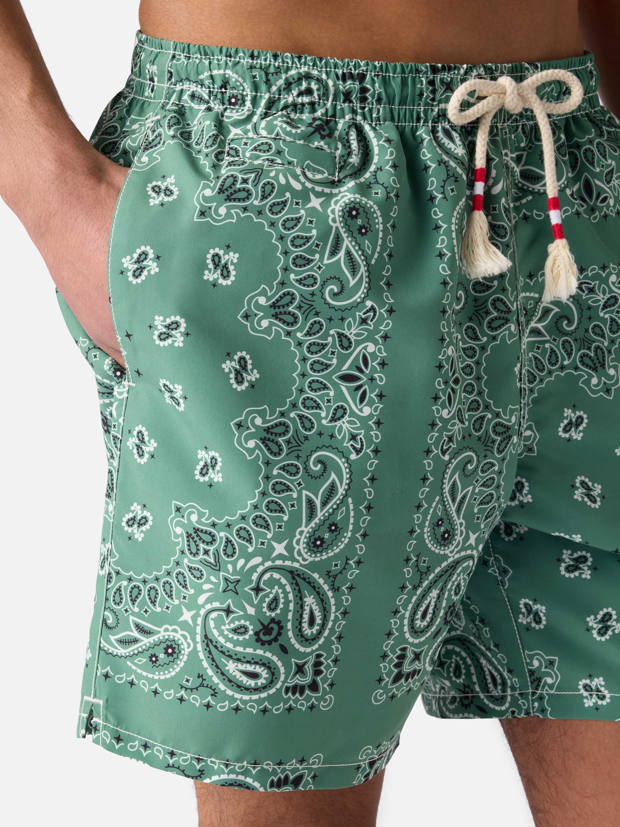 Caprese swim shorts with military green bandana print - Image 4