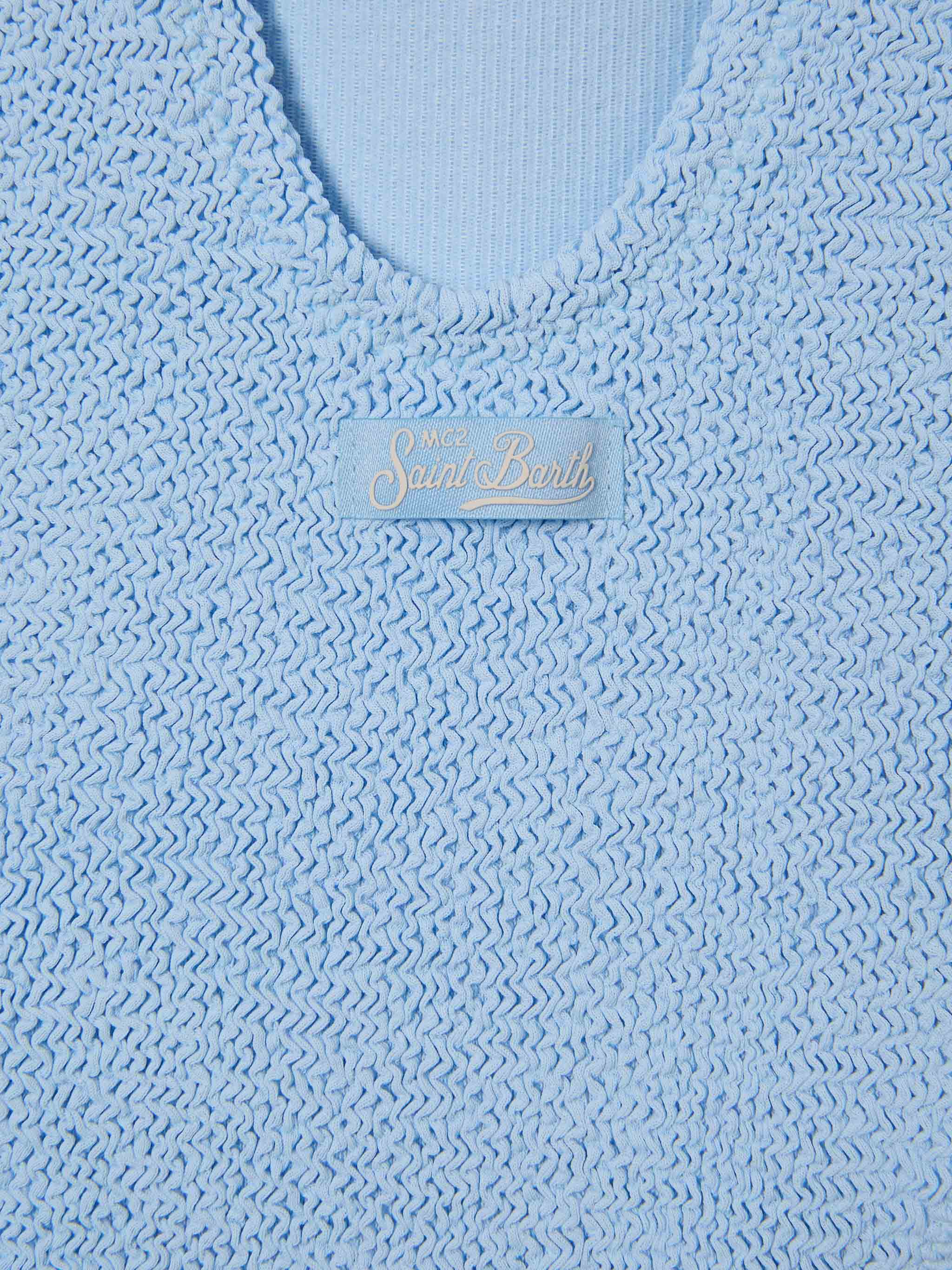 Cara crinkle one-piece swimsuit in light blue - Image 3